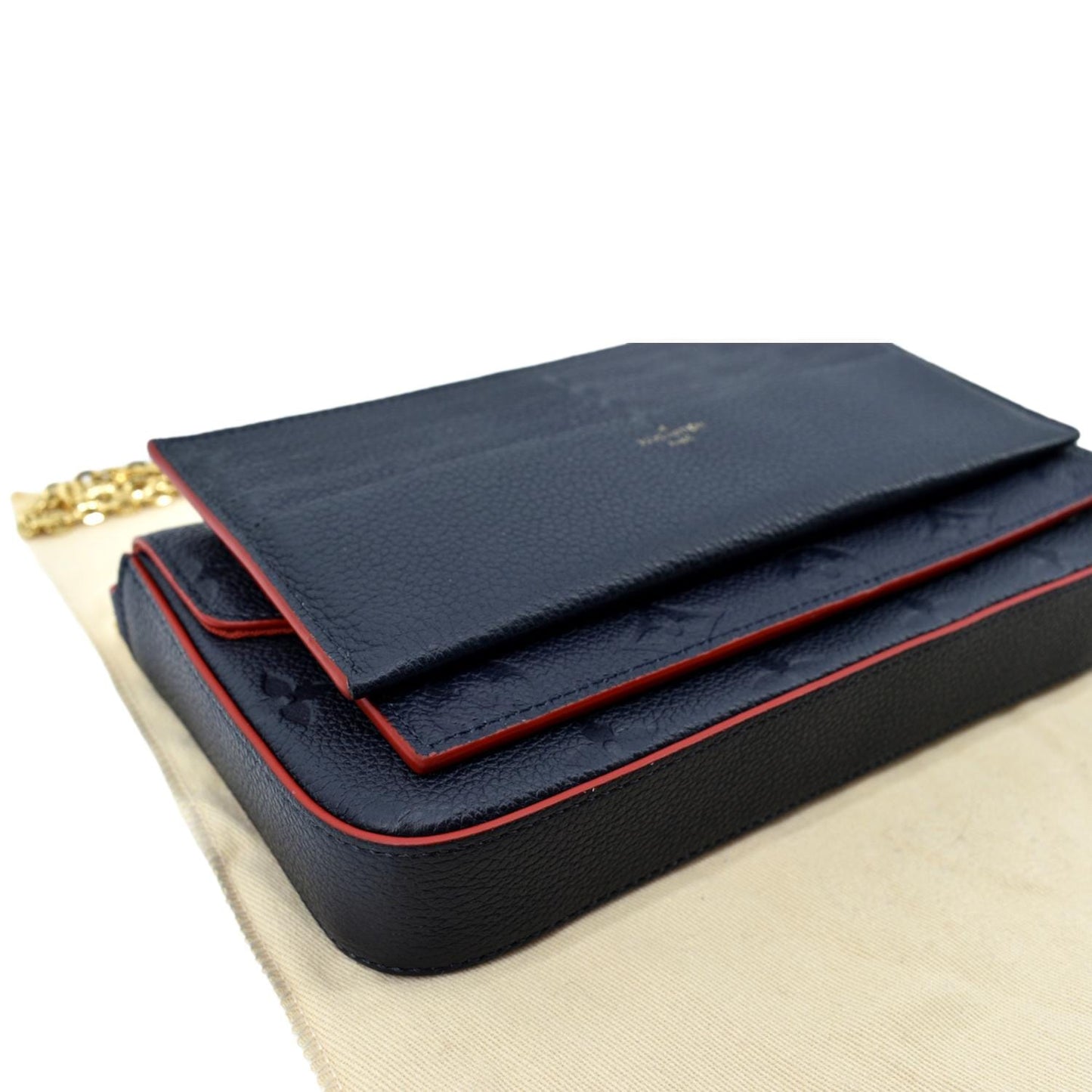 LOUIS VUITTON Felicie Monogram Empreinte Pochette Crossbody Bag Marine Rouge