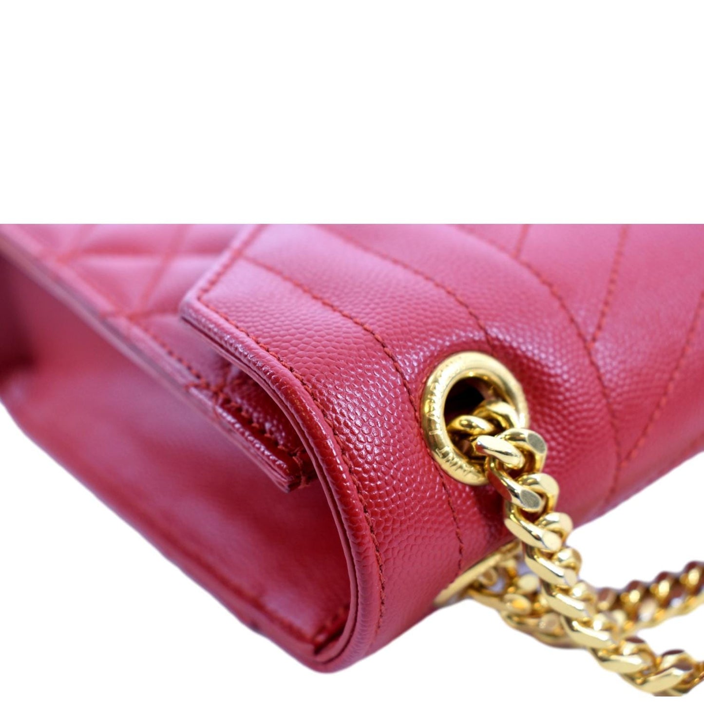 YVES SAINT LAURENT Envelope Flap Matelasse Leather Shoulder Bag Red