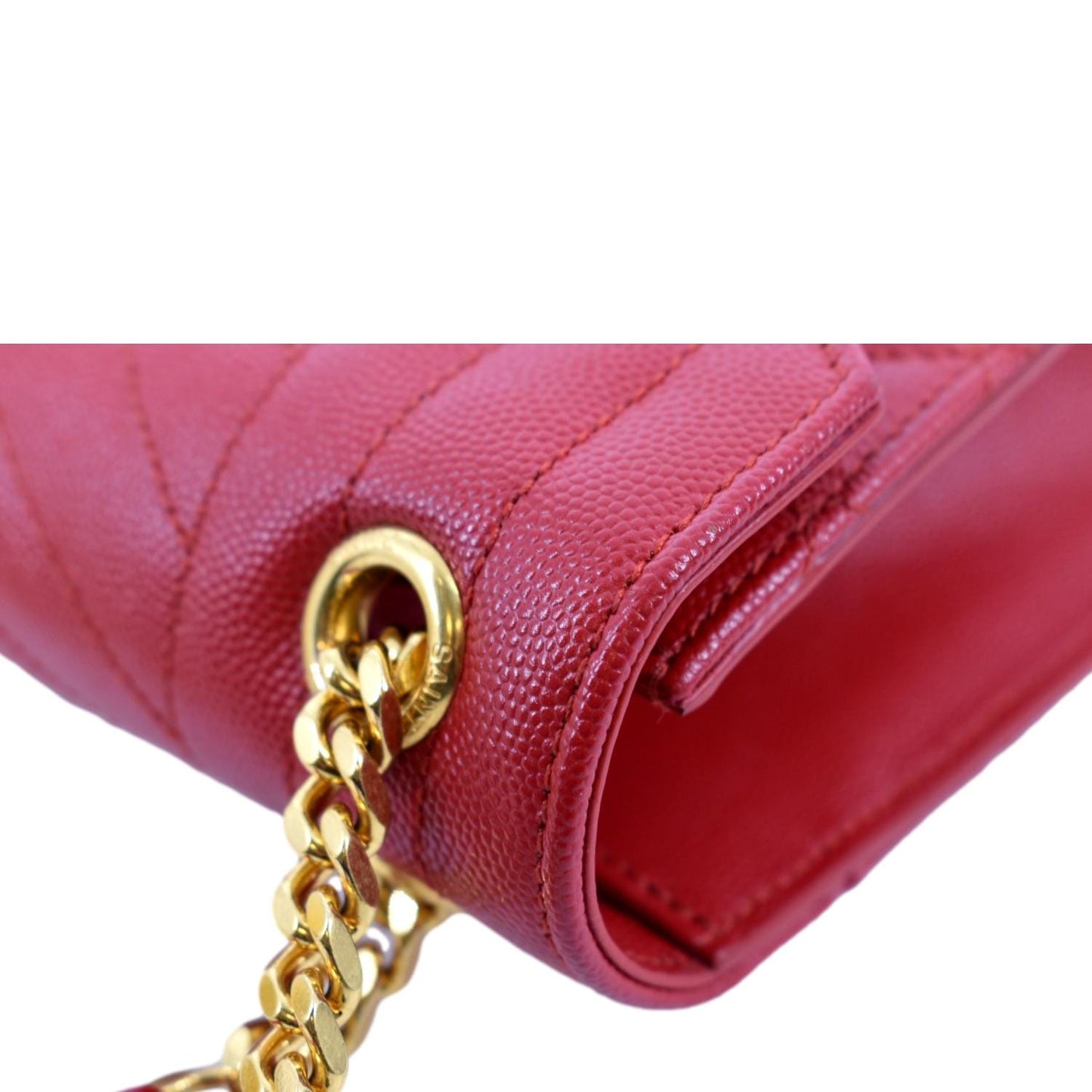 YVES SAINT LAURENT Envelope Flap Matelasse Leather Shoulder Bag Red