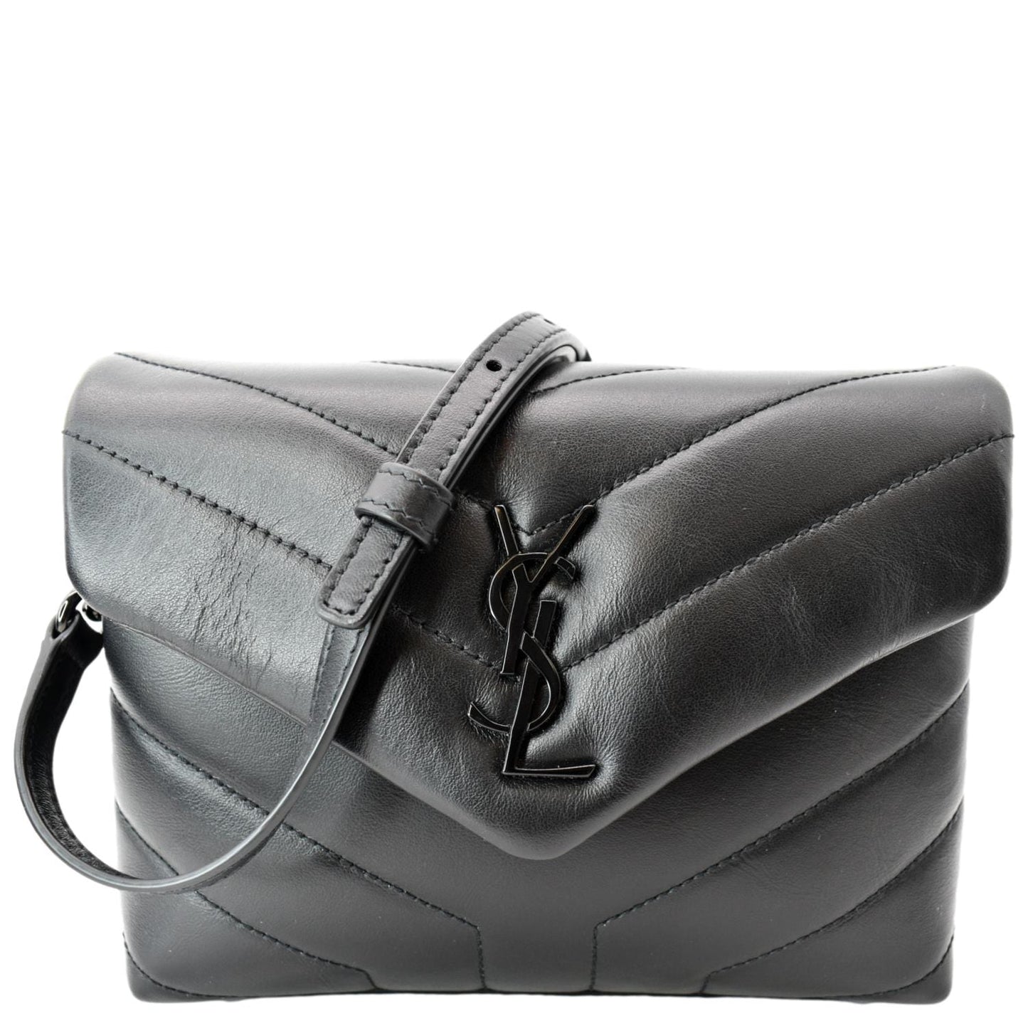 YVES SAINT LAURENT Loulou Toy Matelasse Leather Crossbody Bag Black