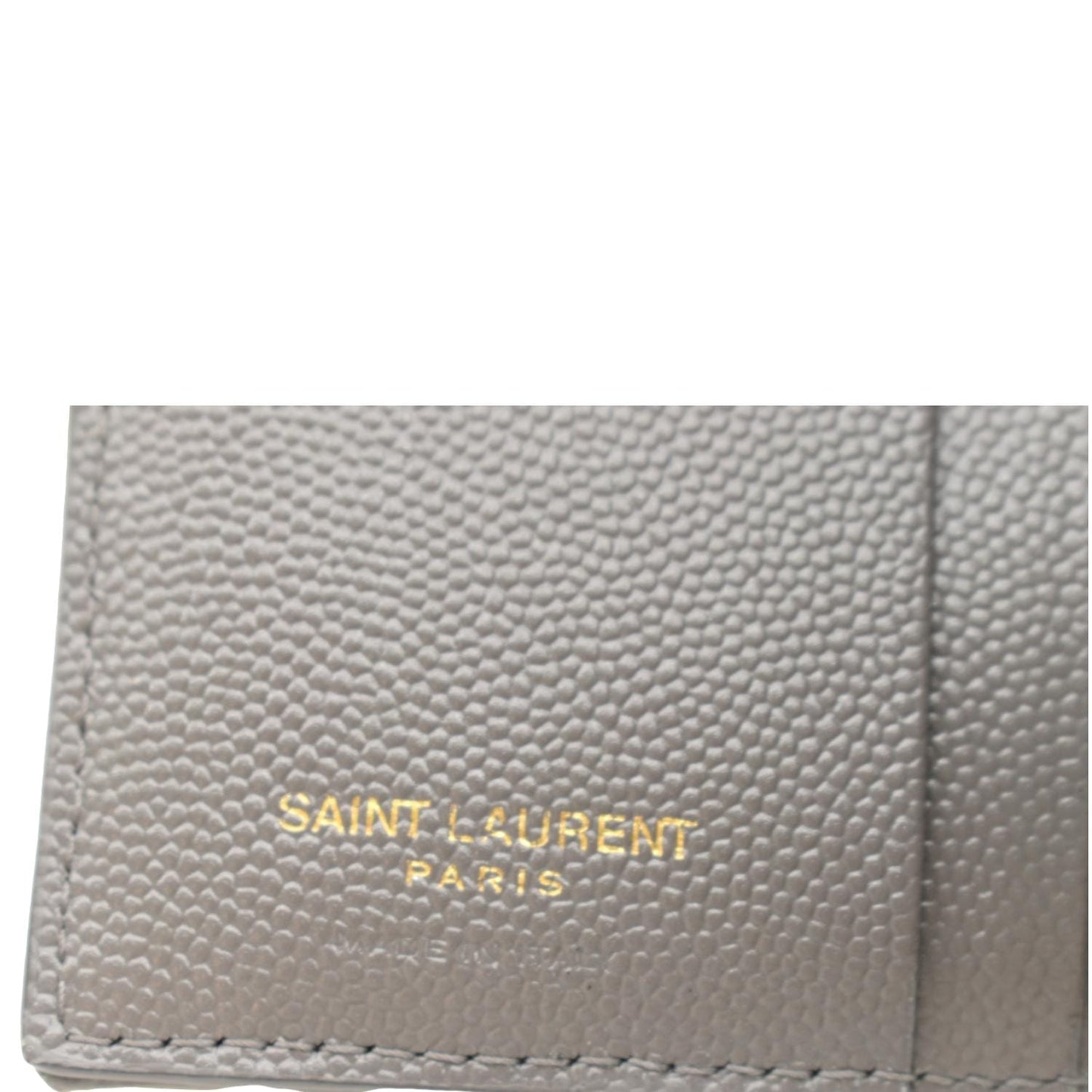YVES SAINT LAURENT Monogram Compact Leather Zip Wallet Grey