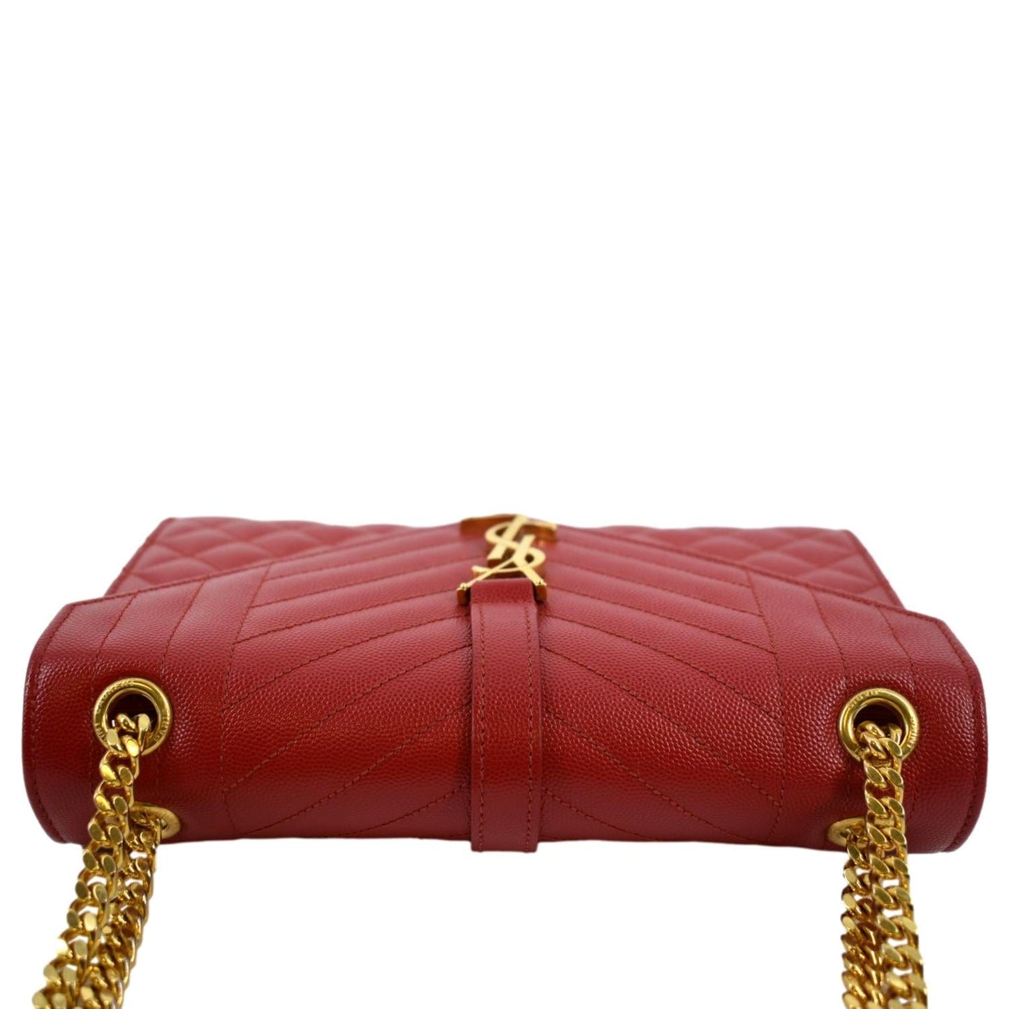 YVES SAINT LAURENT Envelope Flap Matelasse Leather Shoulder Bag Red