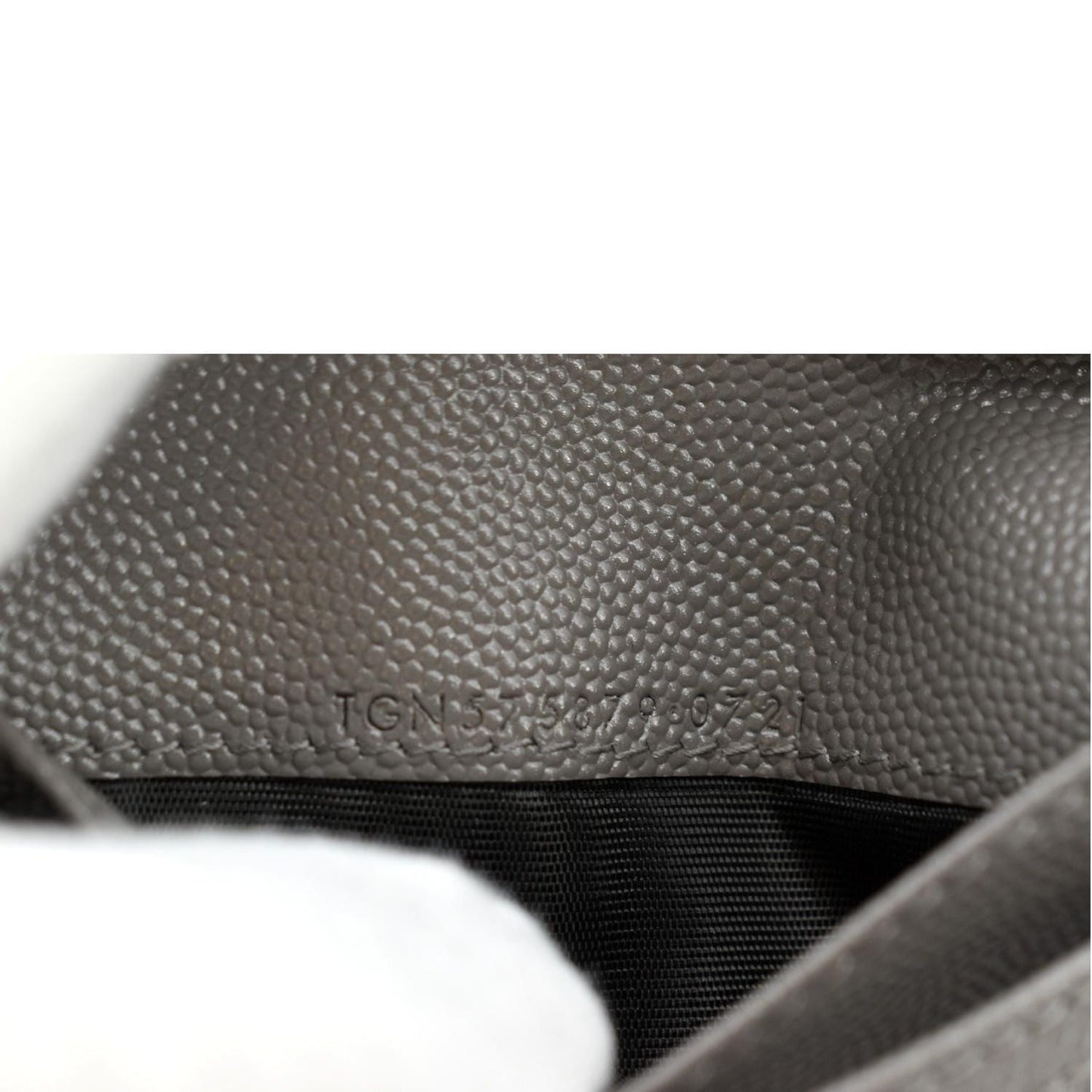 YVES SAINT LAURENT Monogram Compact Leather Zip Wallet Grey