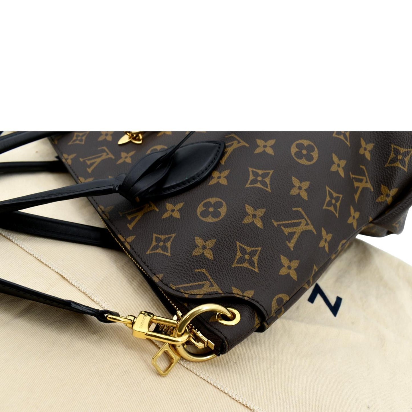 LOUIS VUITTON Flower Zipped MM Monogram Canvas Tote Bag Noir