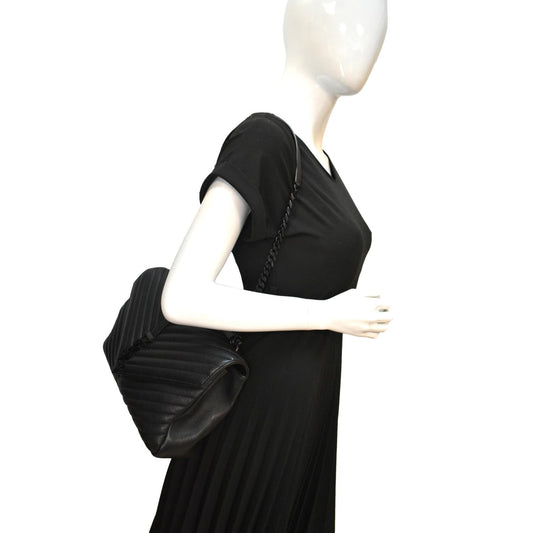 YVES SAINT LAURENT College Large Lambskin Leather Shoulder Chain Bag Black