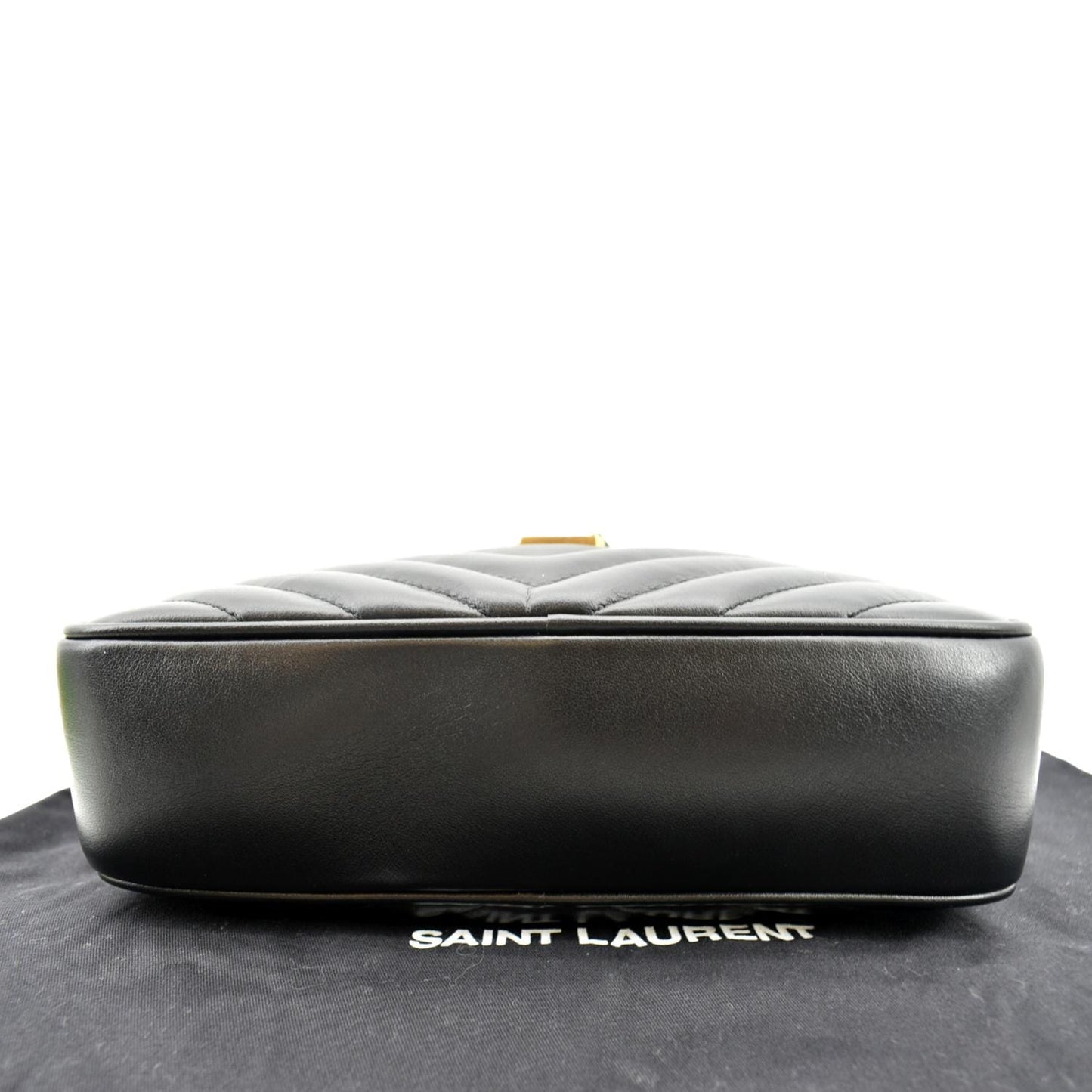 YVES SAINT LAURENT Lou Chevron Leather Camera Crossbody Bag Black