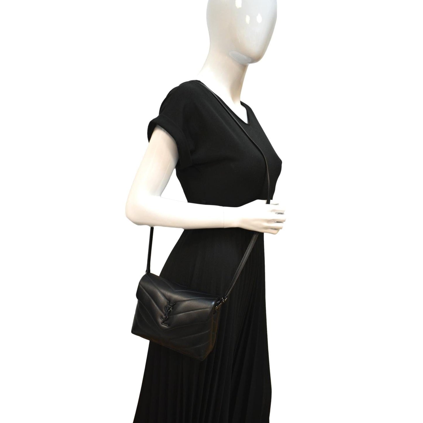 YVES SAINT LAURENT Loulou Toy Matelasse Leather Crossbody Bag Black