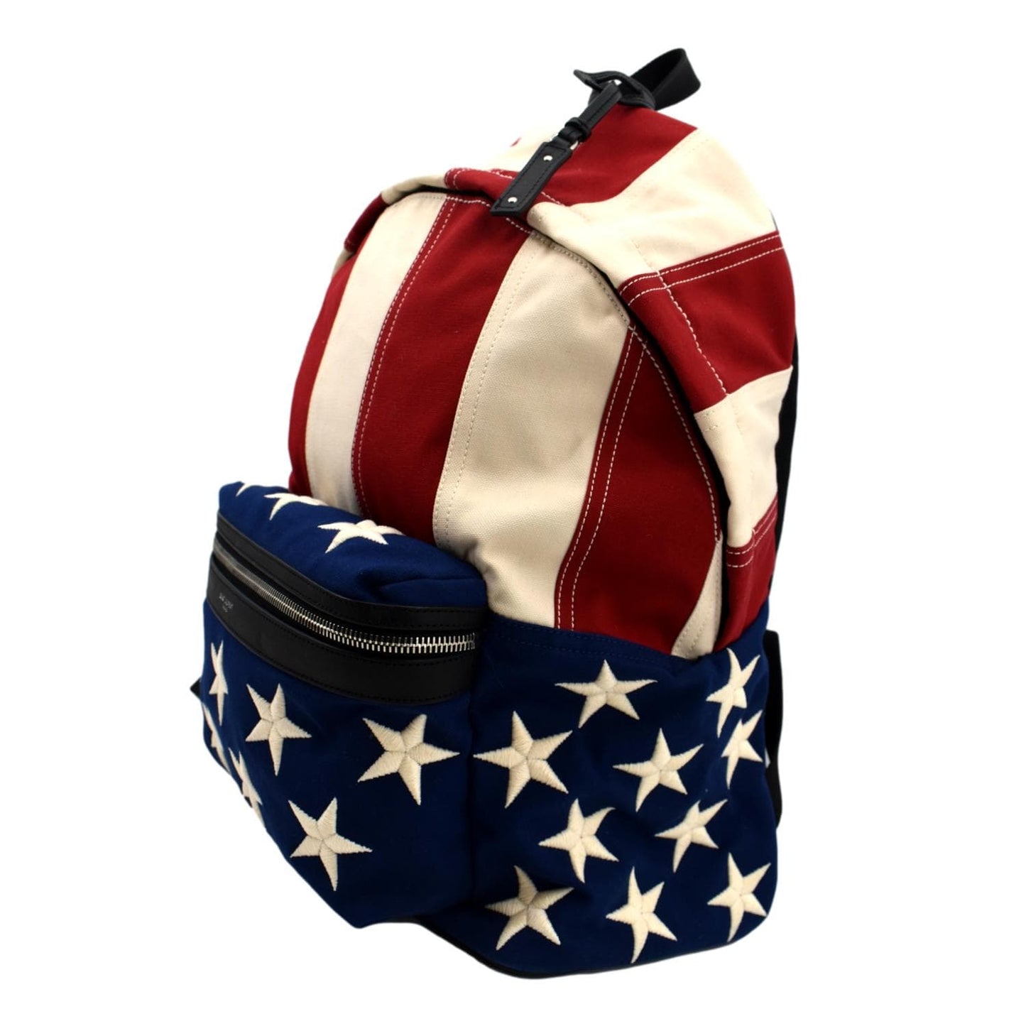YVES SAINT LAURENT American Flag Canvas Backpack Bag Red