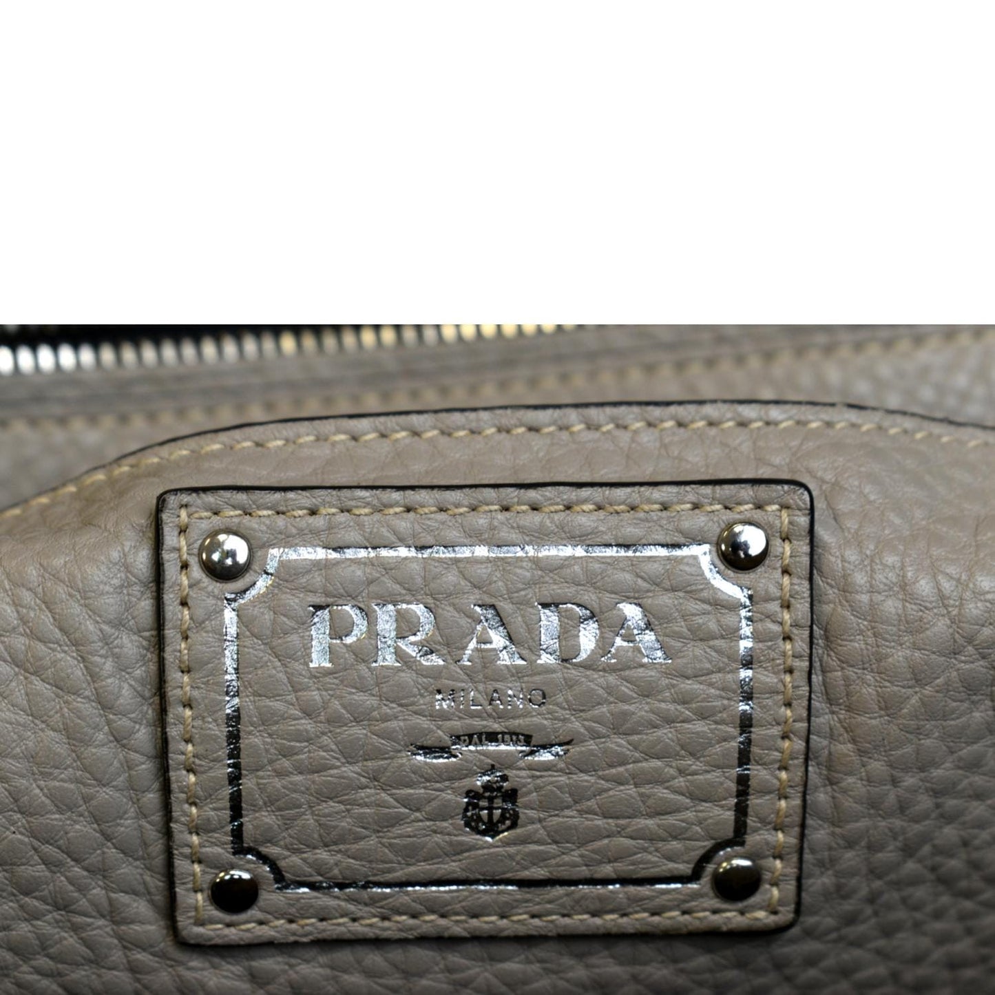 PRADA Leather Tote Shoulder Bag Tan