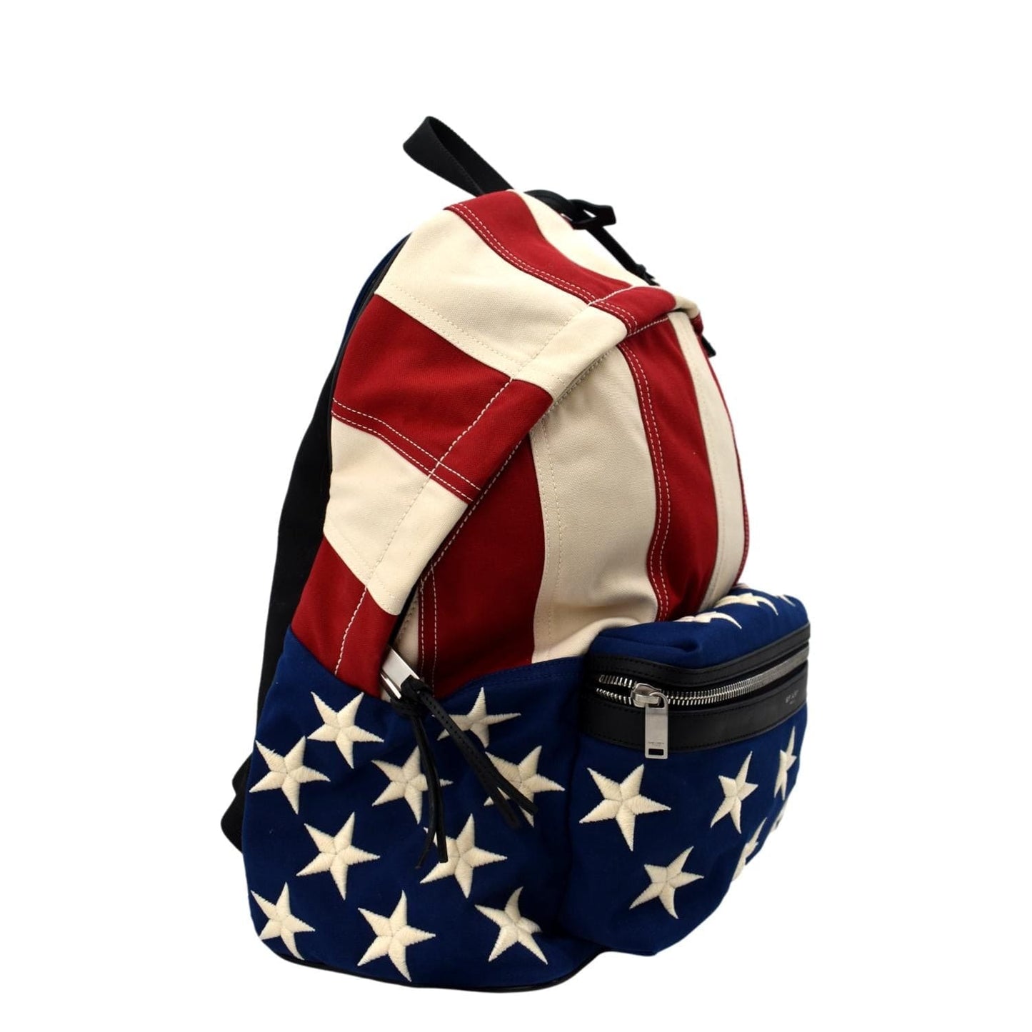 YVES SAINT LAURENT American Flag Canvas Backpack Bag Red