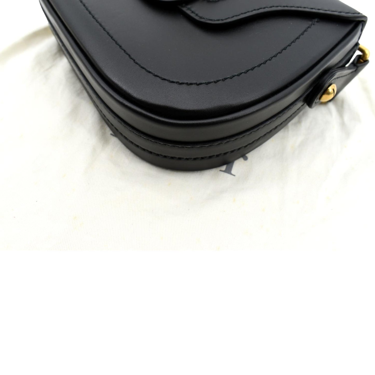 CHRISTIAN DIOR D Fence Calfskin Leather Saddle Bag Black