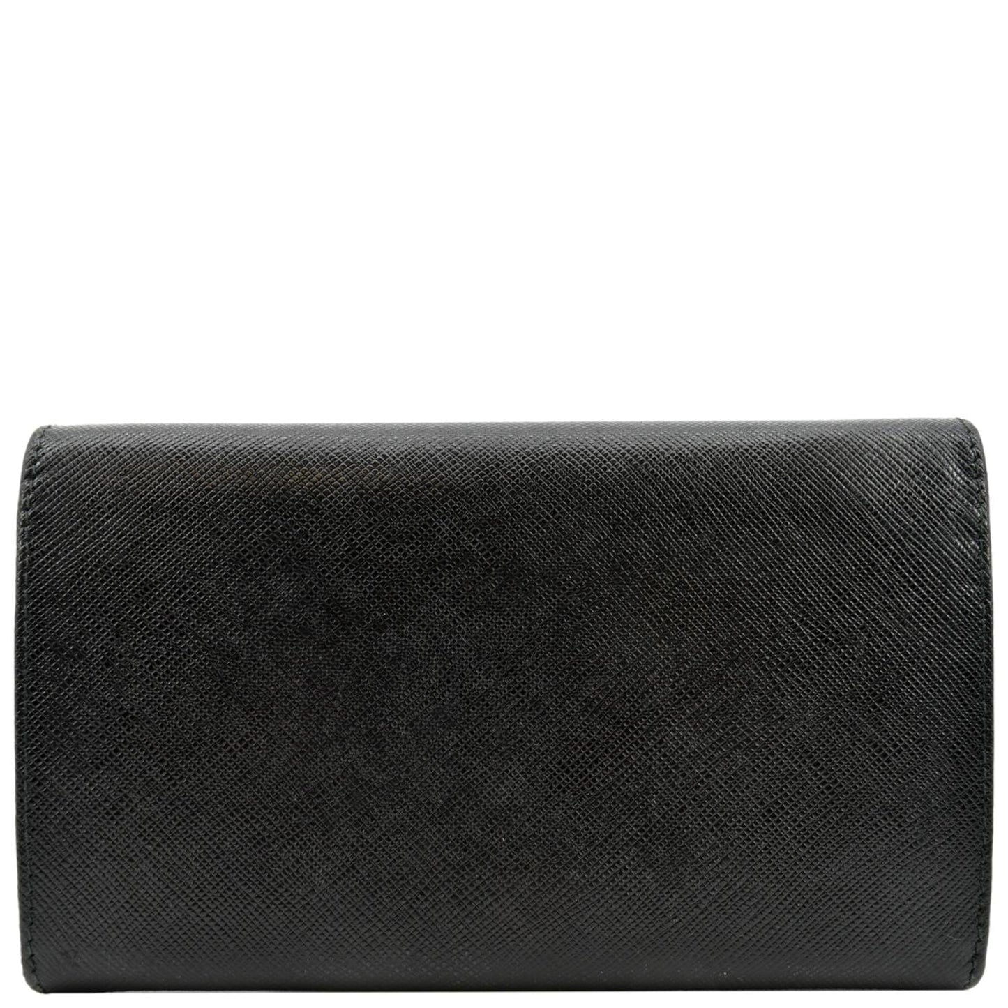 PRADA Continental Flap Saffiano Leather Long Wallet Black