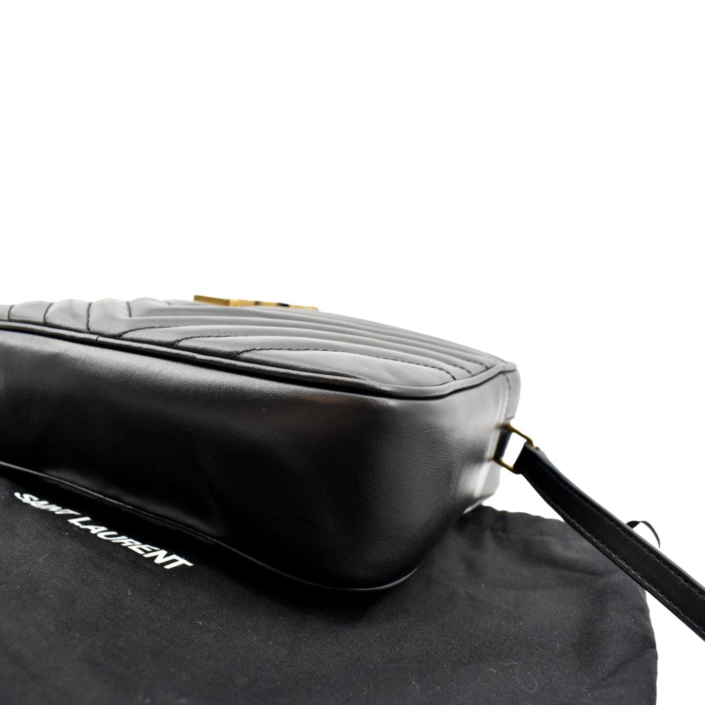 YVES SAINT LAURENT Lou Camera Chevron Leather Crossbody Bag Black