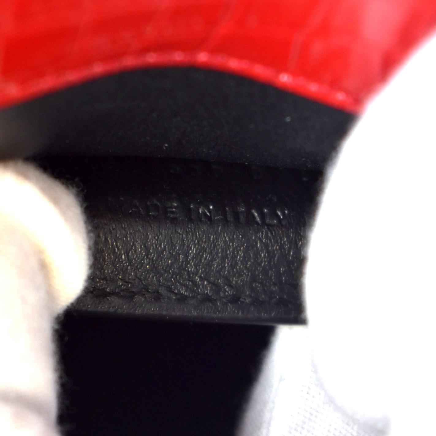 YVES SAINT LAURENT Cassandra Top Handle Embossed Leather Shoulder Bag Red