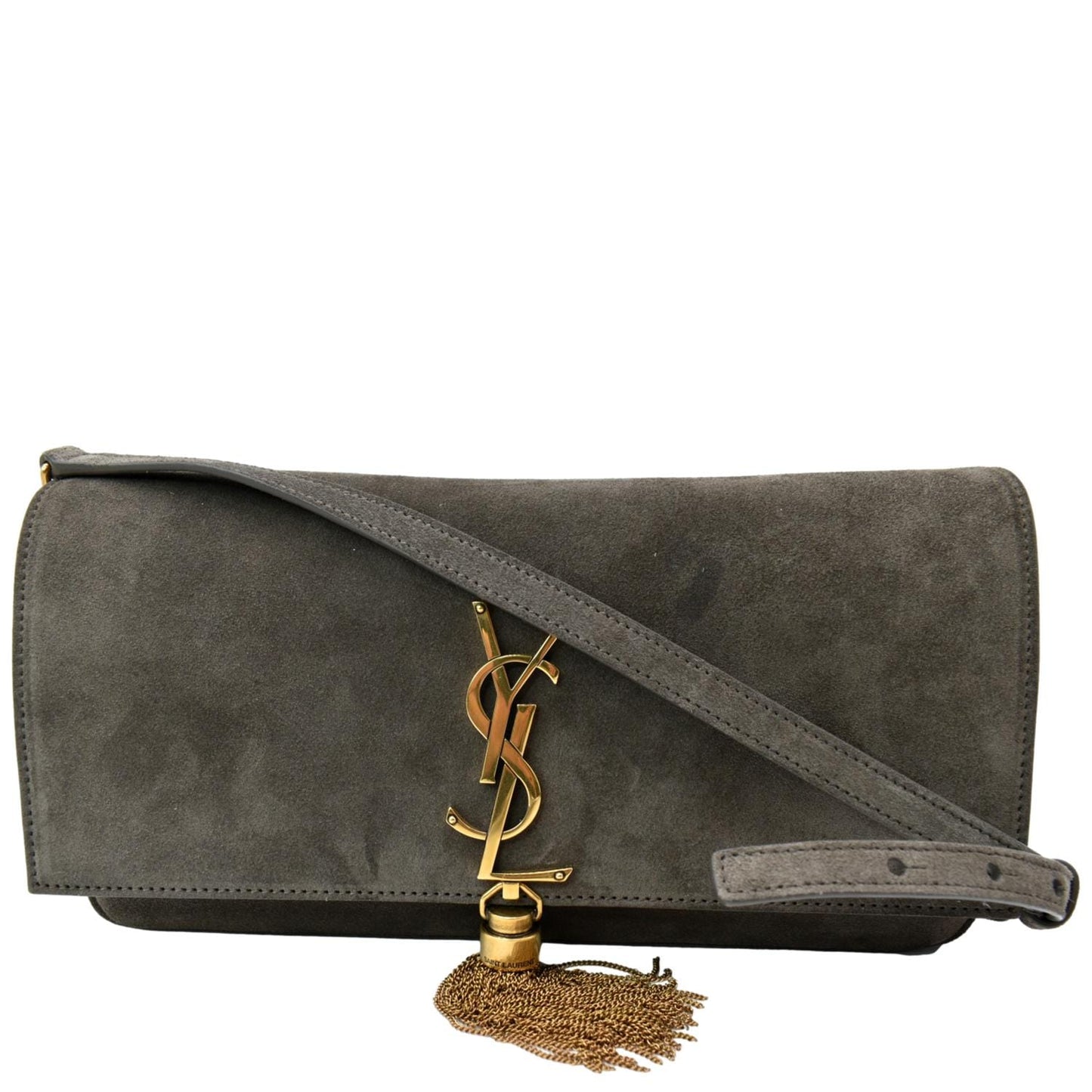 YVES SAINT LAURENT Kate 99 Suede Shoulder Bag Dark Brown