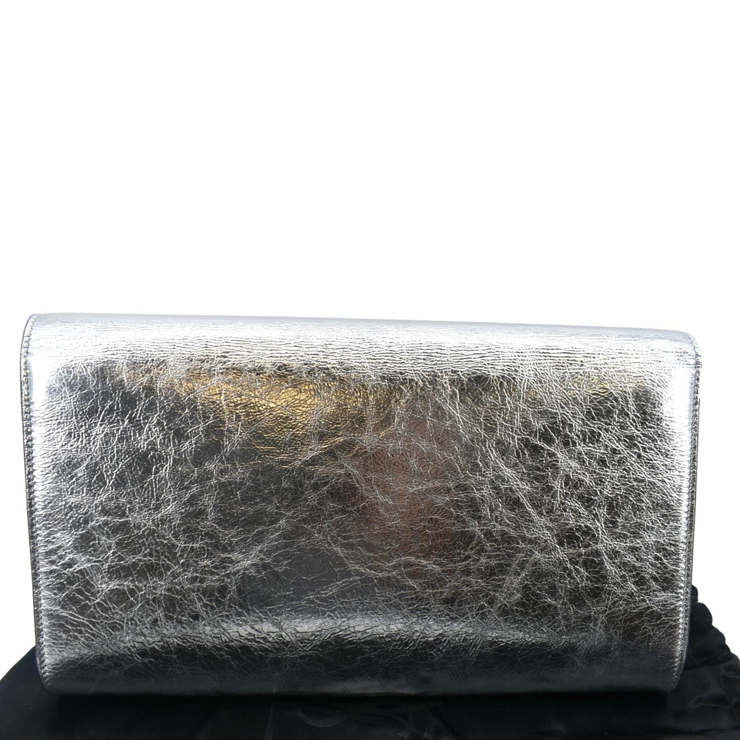 YVES SAINT LAURENT Belle de Jour Leather Clutch Bag Silver