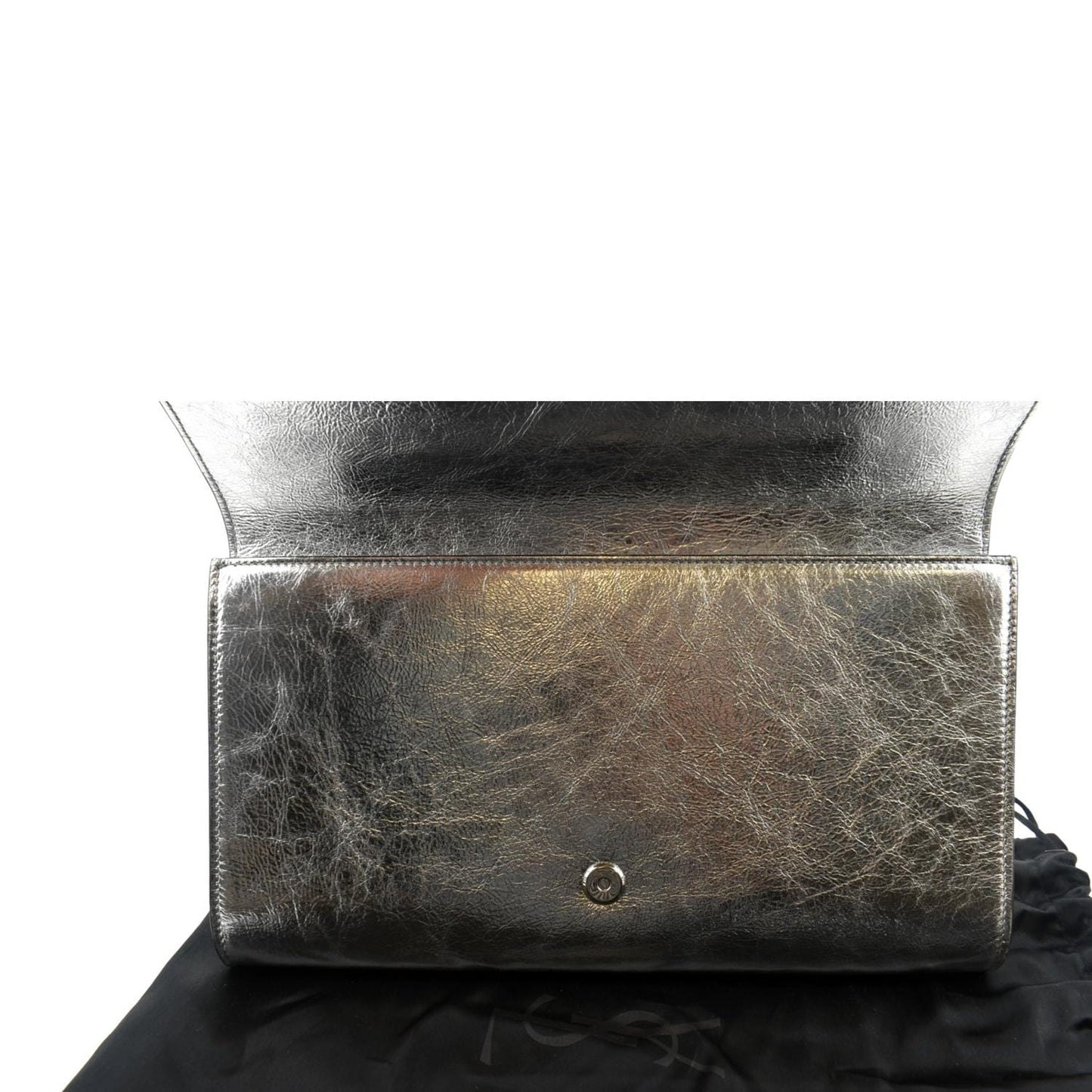 YVES SAINT LAURENT Belle de Jour Leather Clutch Bag Silver