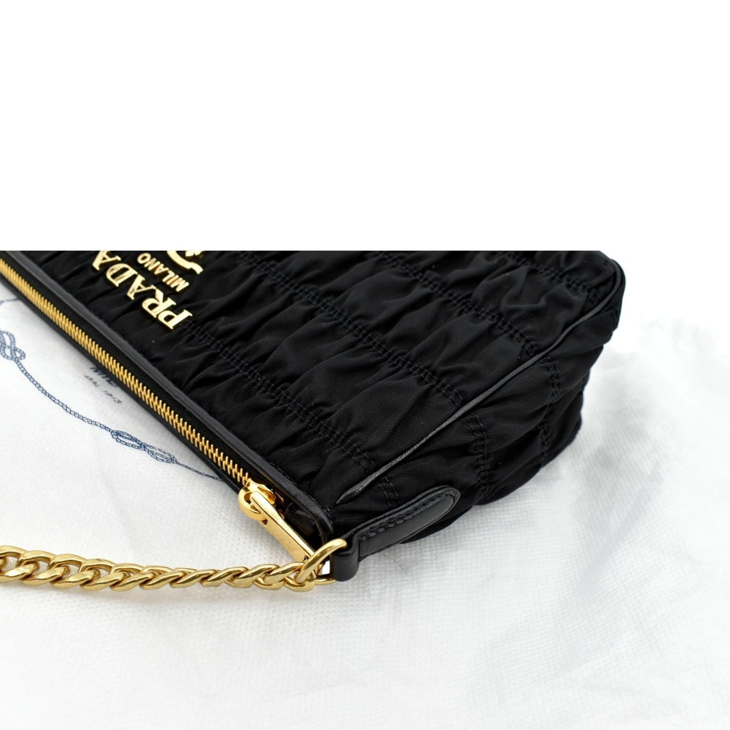 PRADA Tessuto Gaufre Nylon Shoulder Bag Black