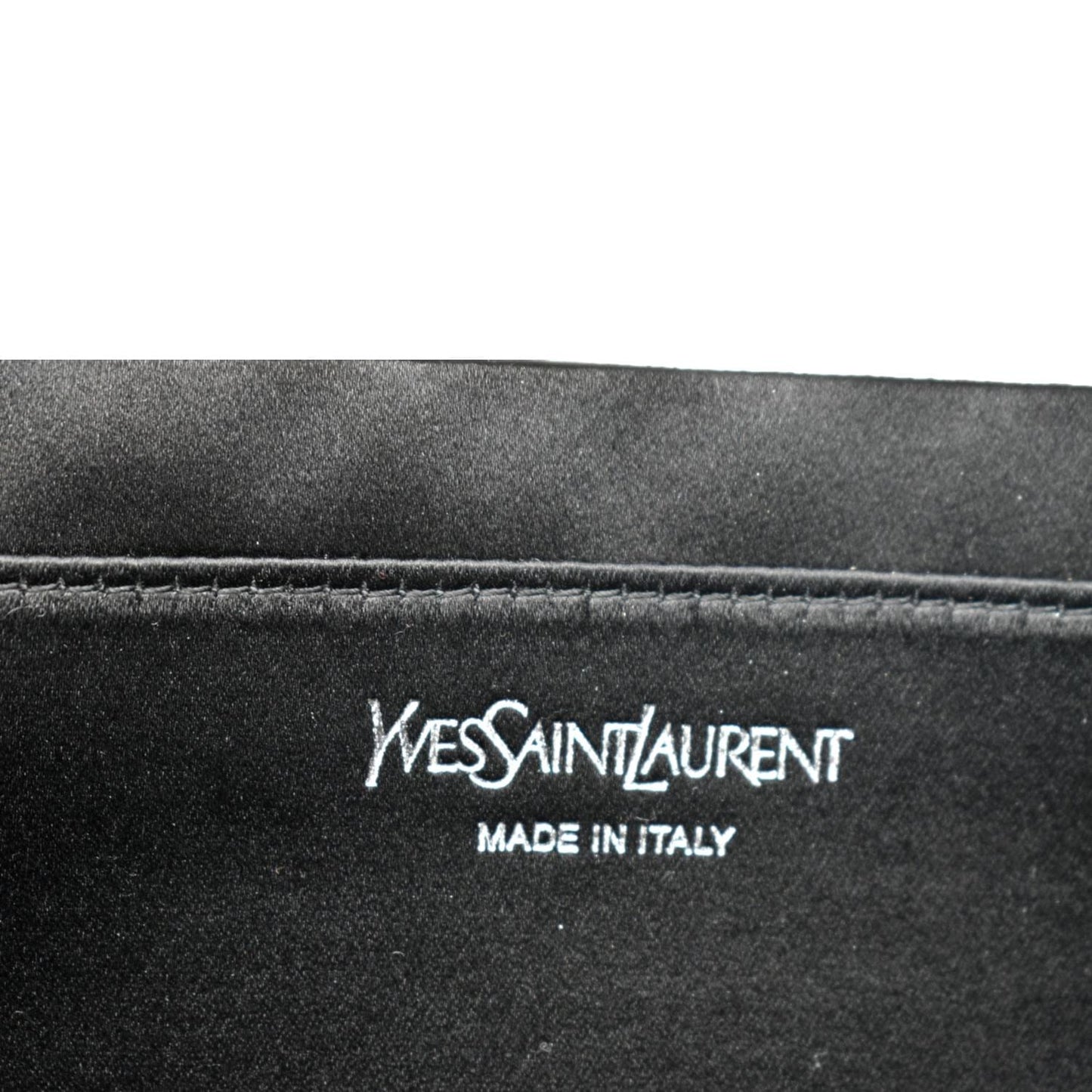 YVES SAINT LAURENT Belle de Jour Leather Clutch Bag Silver