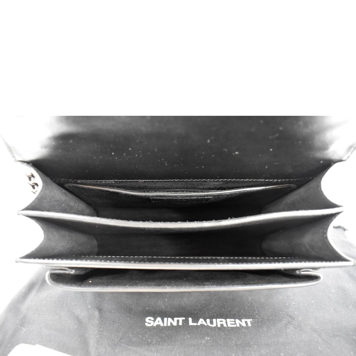 YVES SAINT LAURENT Sunset Calfskin Leather Chain Shoulder Bag Black