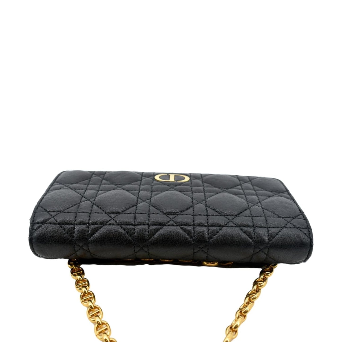 CHRISTIAN DIOR Caro Cannage Calf Leather Shoulder Bag Black