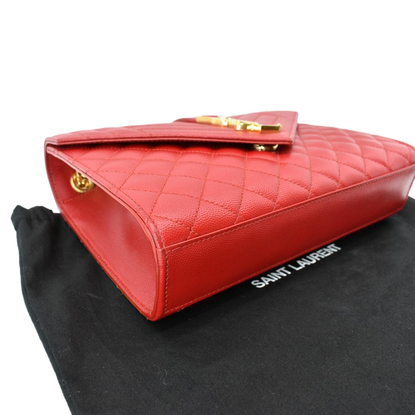 YVES SAINT LAURENT Medium Envelope Leather Chain Shoulder Bag Red