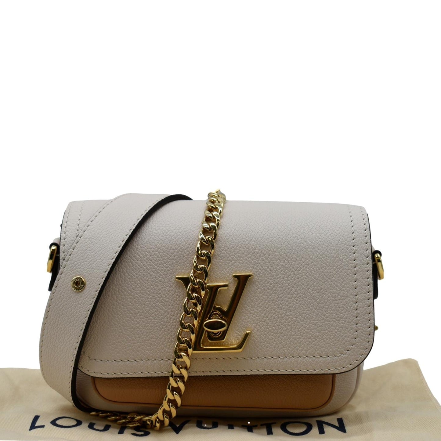 LOUIS VUITTON Lockme Tender Grained Calfskin Leather Shoulder Bag Quartz