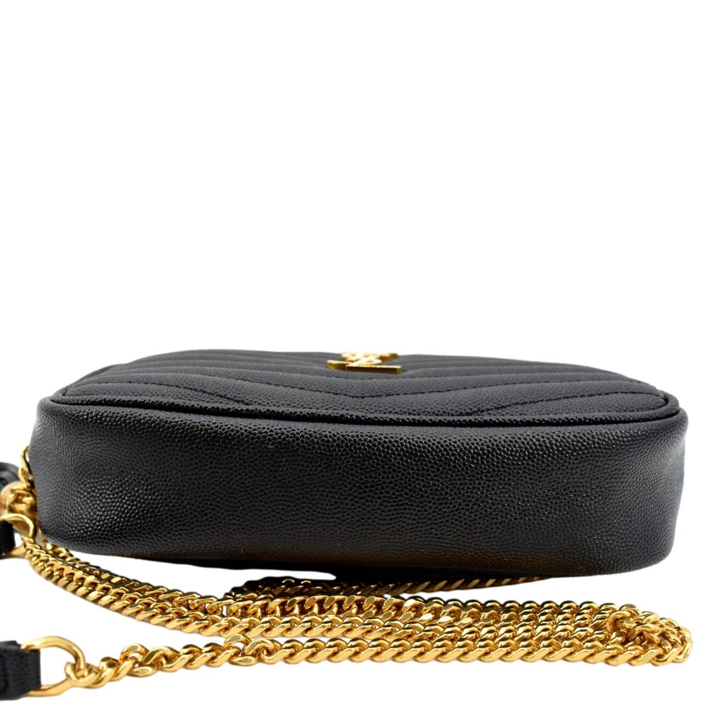 YVES SAINT LAURENT Lou Chevron Leather Camera Crossbody Bag Black