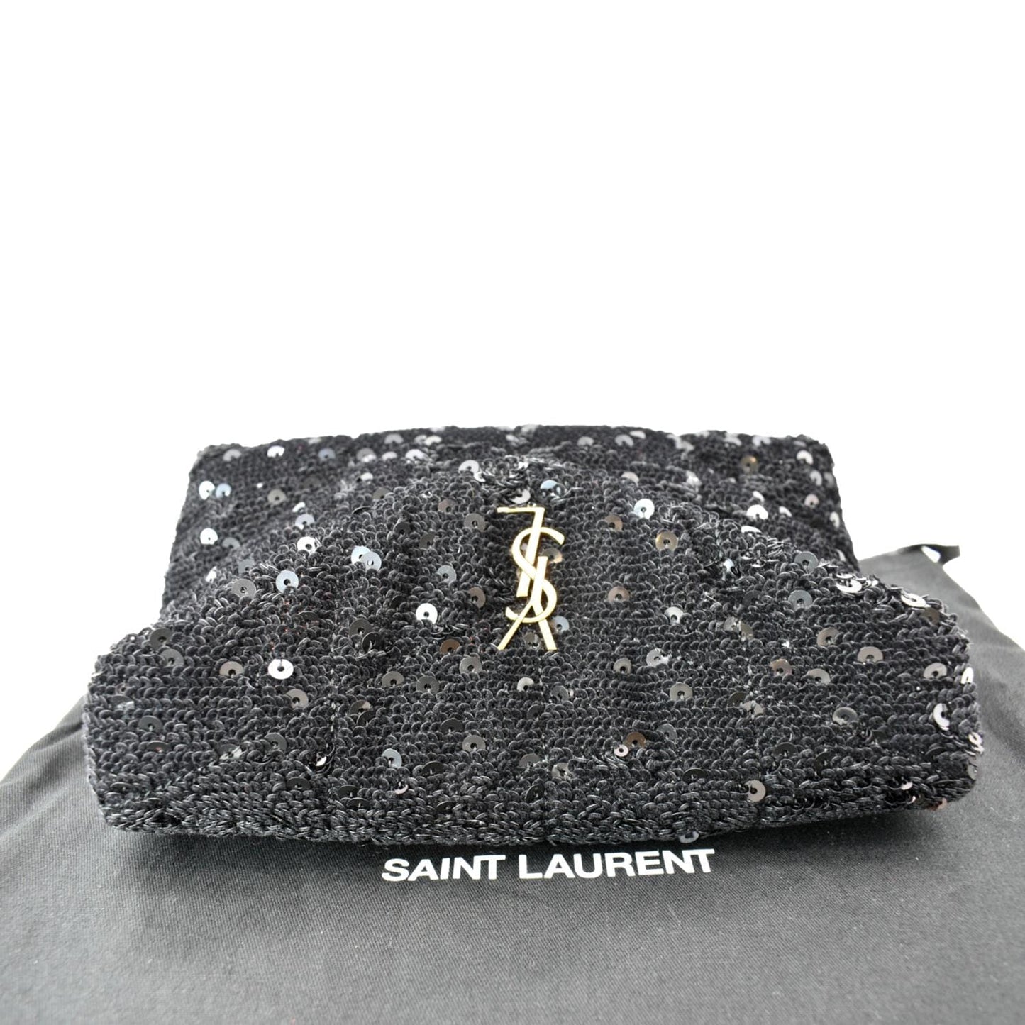 YVES SAINT LAURENT Small Puffer Sequin Clutch Wallet Black - sold