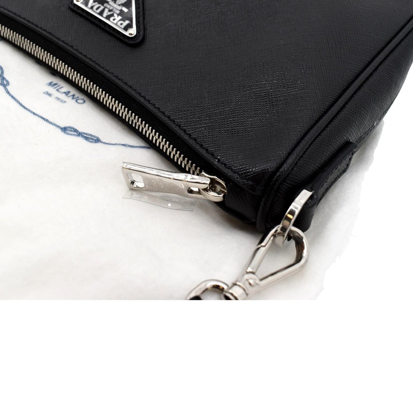 PRADA Saffiano Leather Shoulder Bag Black 2VH113