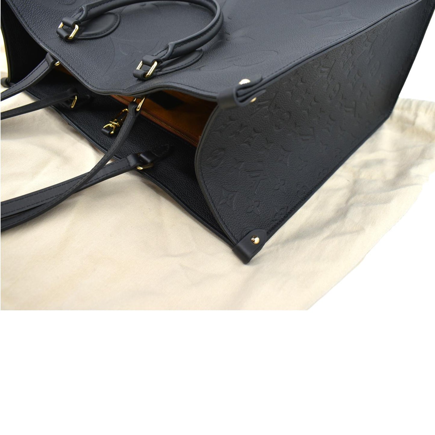 LOUIS VUITTON Onthego GM Monogram Empreinte Leather Tote Bag Black