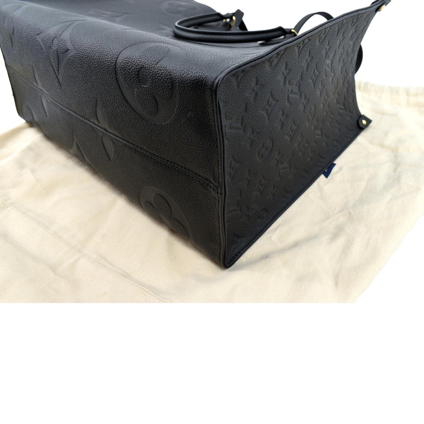 LOUIS VUITTON Onthego GM Monogram Empreinte Leather Tote Bag Black