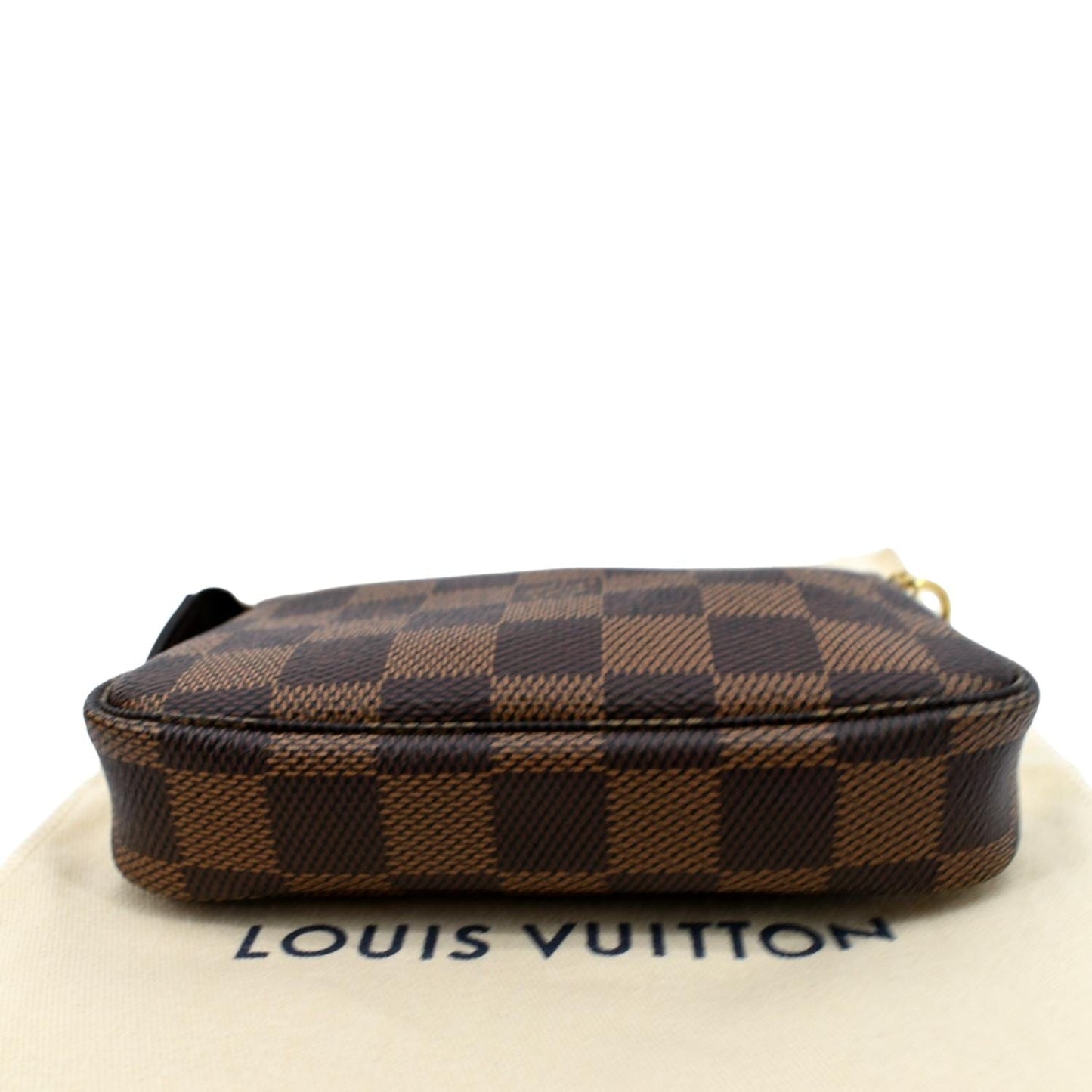 LOUIS VUITTON Mini Pochette Damier Ebene Accessories Pouch Brown