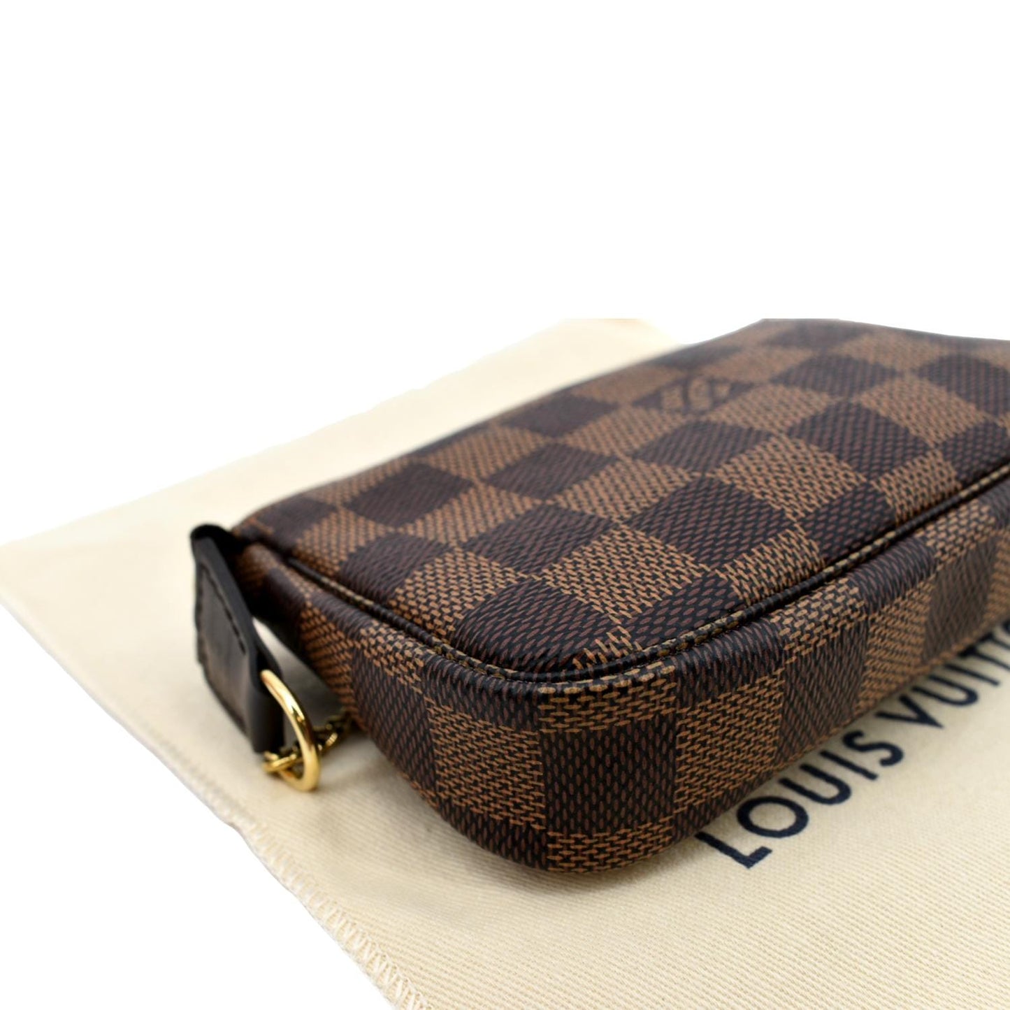 LOUIS VUITTON Mini Pochette Damier Ebene Accessories Pouch Brown