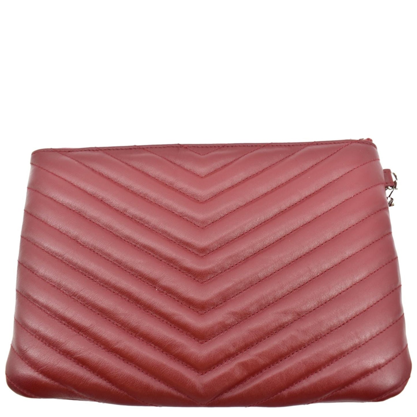 YVES SAINT LAURENT Monogram Leather Pouch Maroon