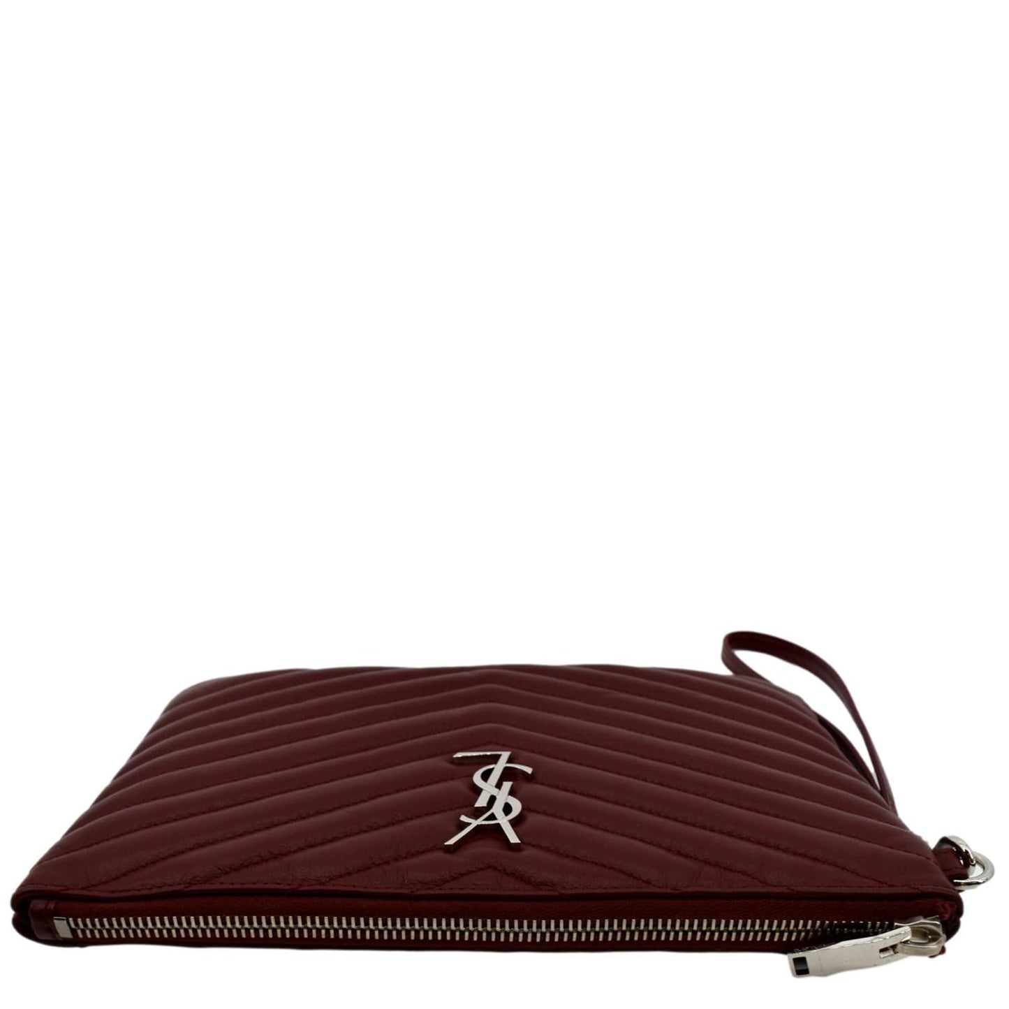 YVES SAINT LAURENT Monogram Leather Pouch Maroon
