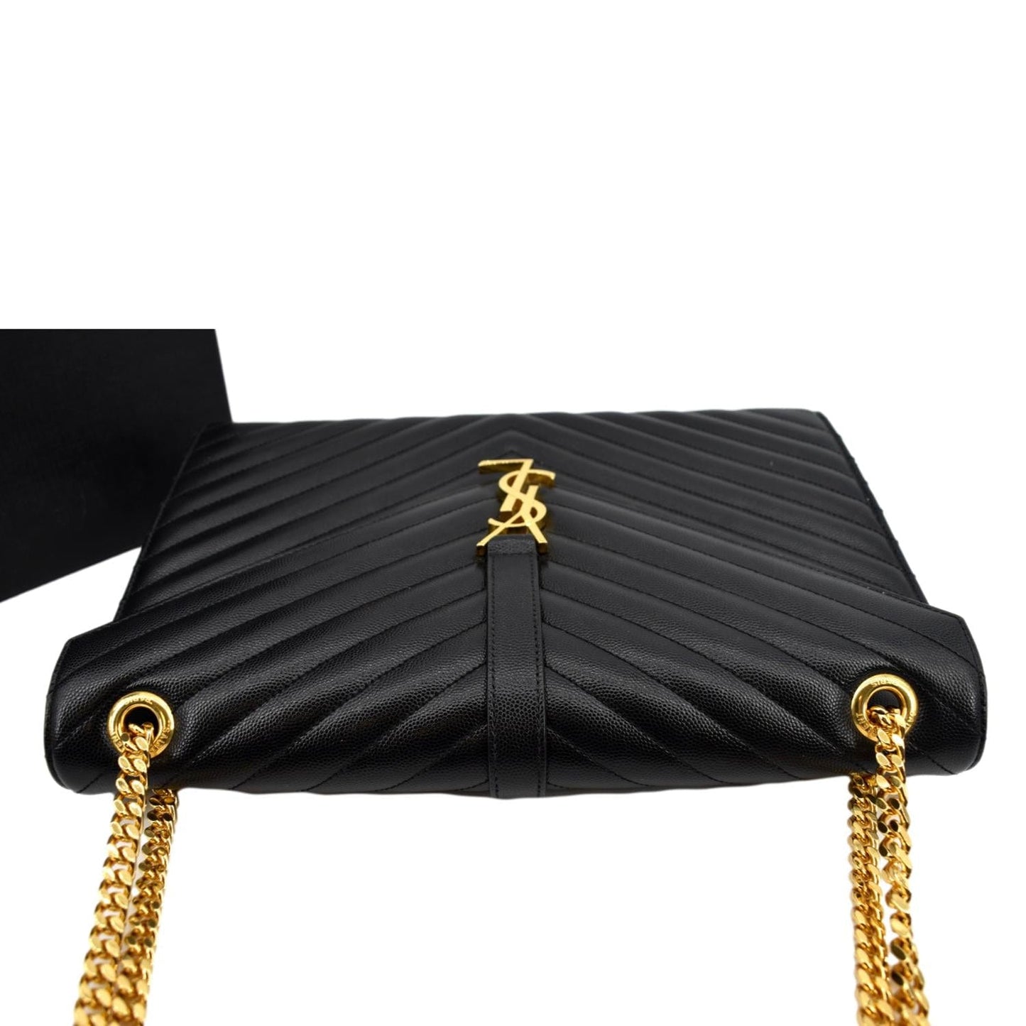 YVES SAINT LAURENT Large Envelope Mix Matelasse Grain De Poudre Chain Shoulder Bag Black