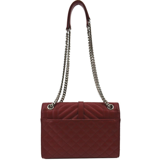 YVES SAINT LAURENT Envelope Flap Matelasse Leather Shoulder Bag Red