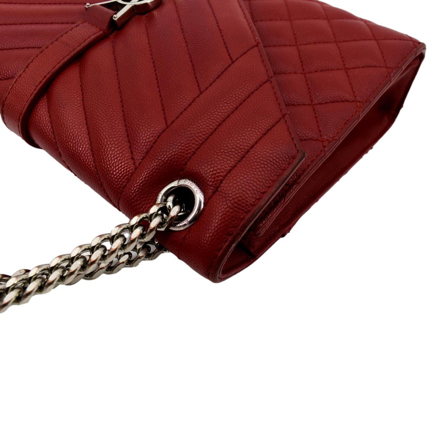 YVES SAINT LAURENT Envelope Flap Matelasse Leather Shoulder Bag Red