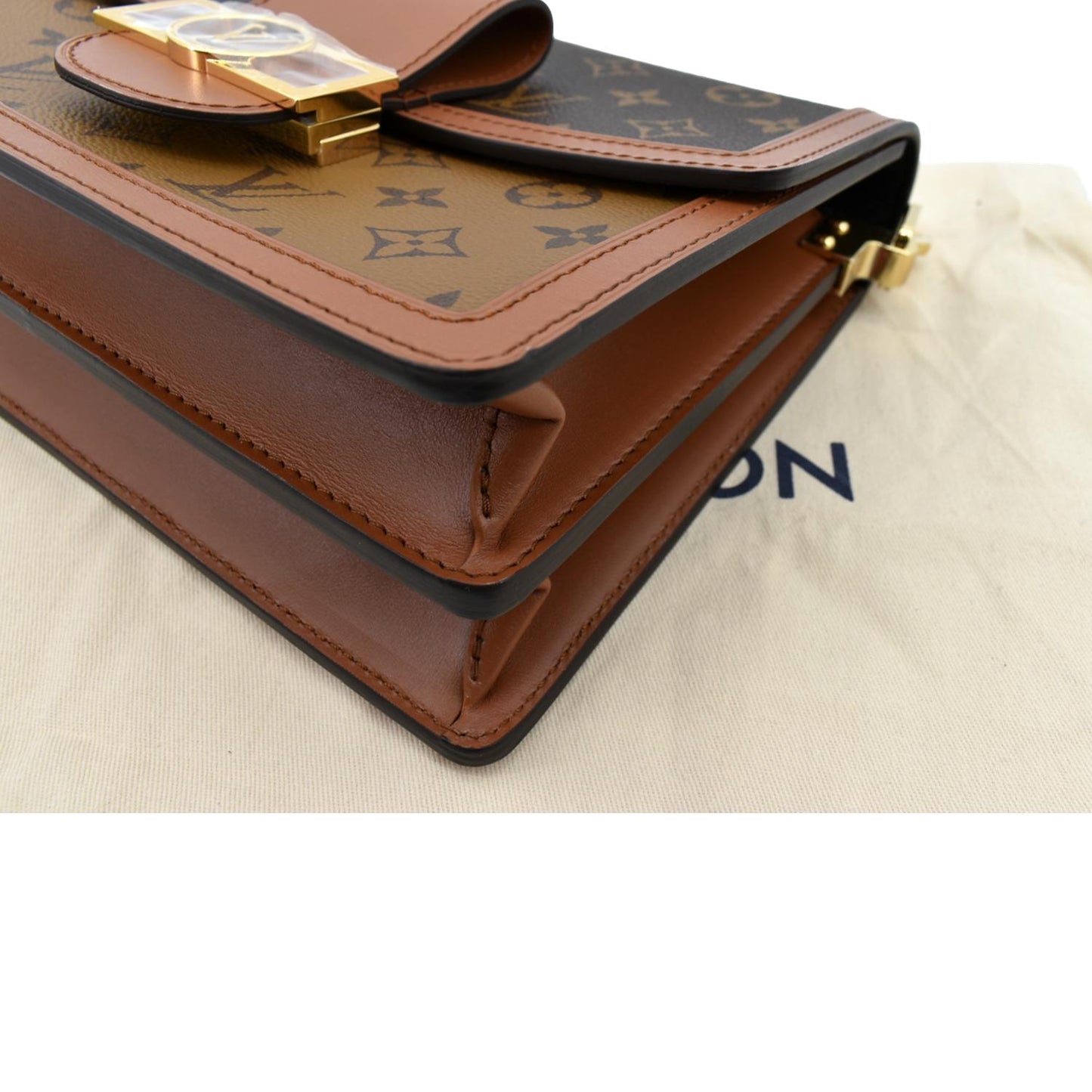 LOUIS VUITTON Dauphine MM Monogram Reverse Canvas Shoulder Bag Brown