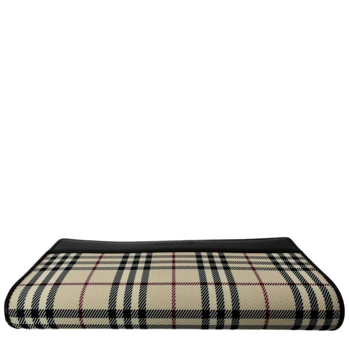 BURBERRY Continental Leather Check Wallet Black