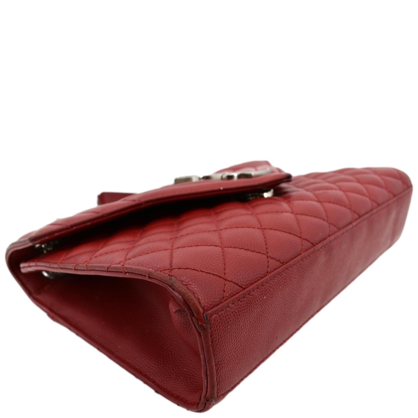 YVES SAINT LAURENT Envelope Flap Matelasse Leather Shoulder Bag Red