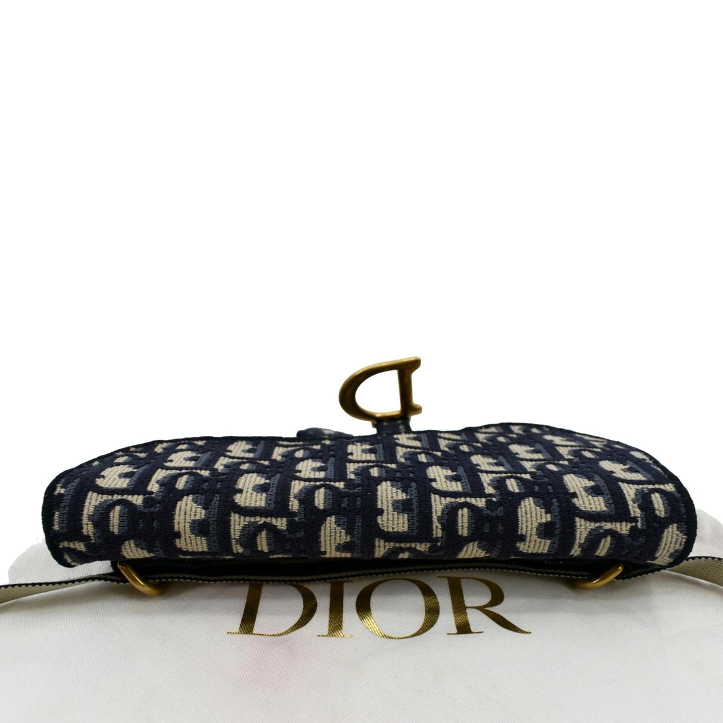 CHRISTIAN DIOR Saddle Oblique Canvas Belt Bag Navy Blue