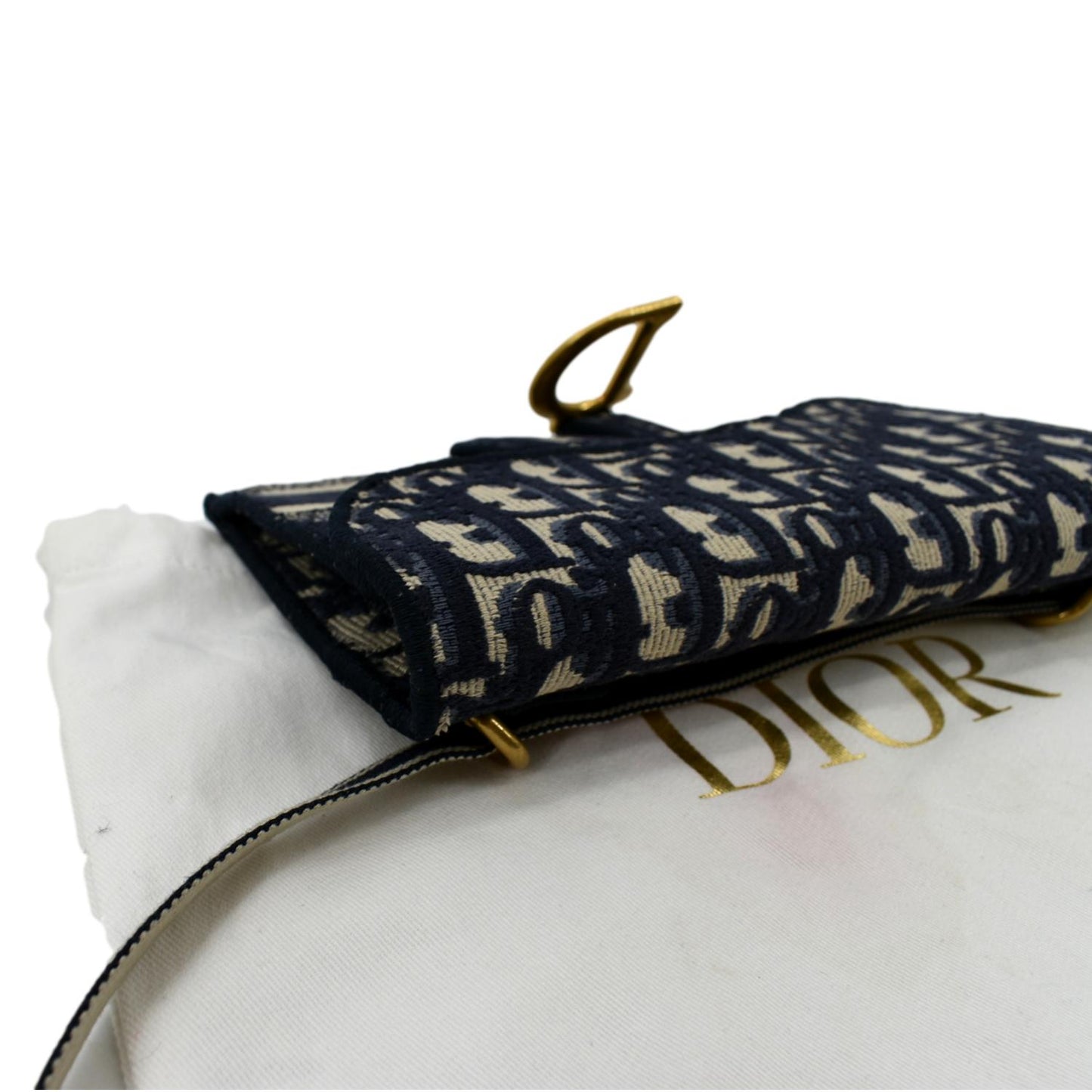 CHRISTIAN DIOR Saddle Oblique Canvas Belt Bag Navy Blue