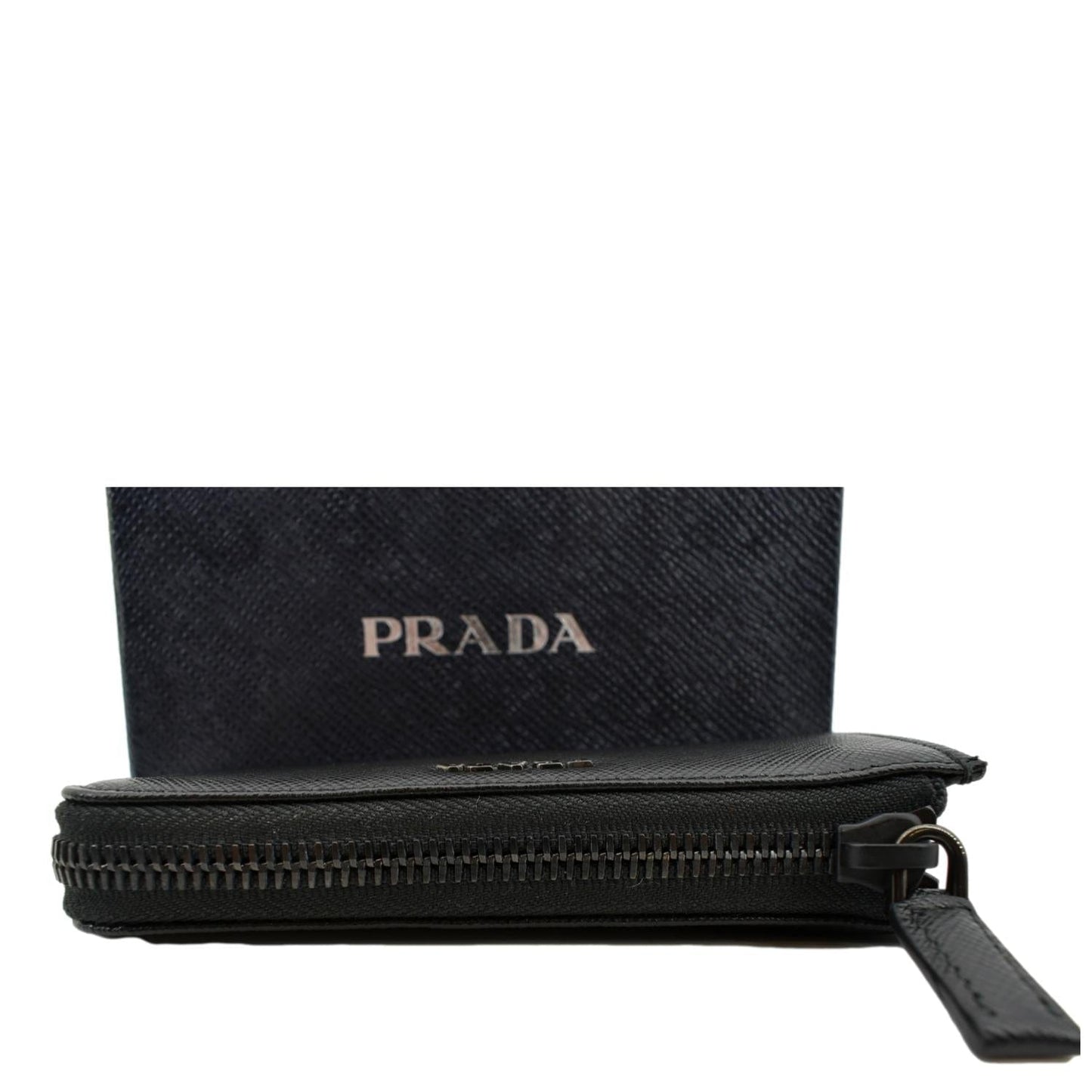 PRADA Saffiano Leather Zip Pouch Black