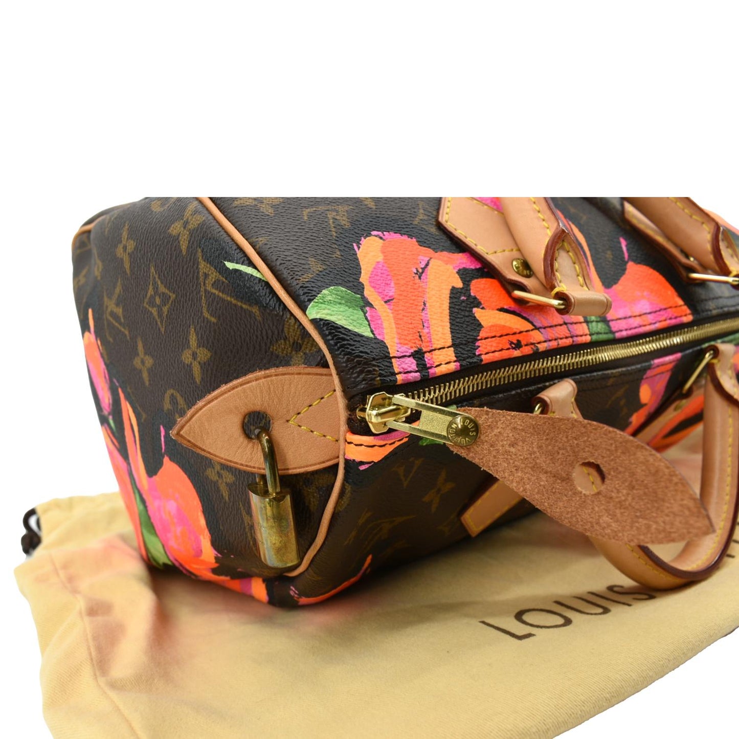 LOUIS VUITTON Roses Speedy 30 Monogram Canvas Satchel Bag Brown