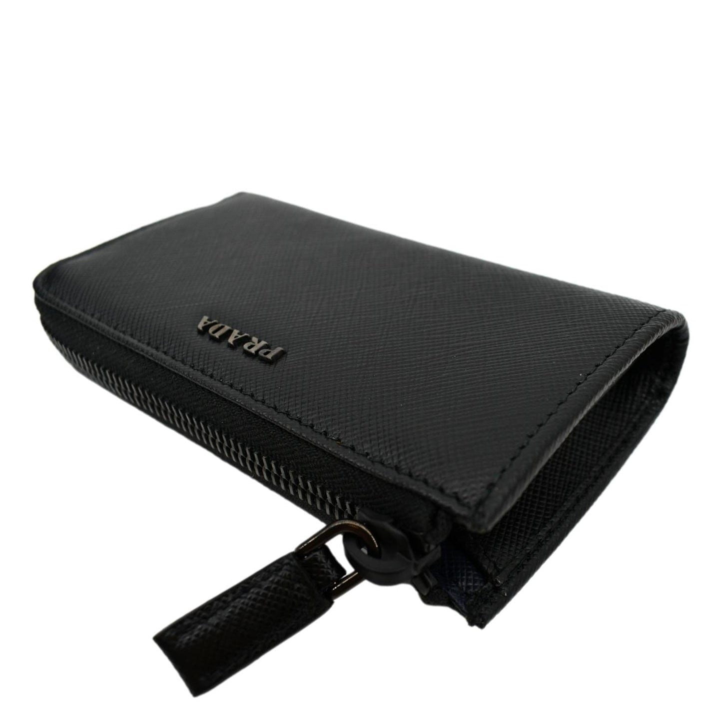 PRADA Saffiano Leather Zip Pouch Black