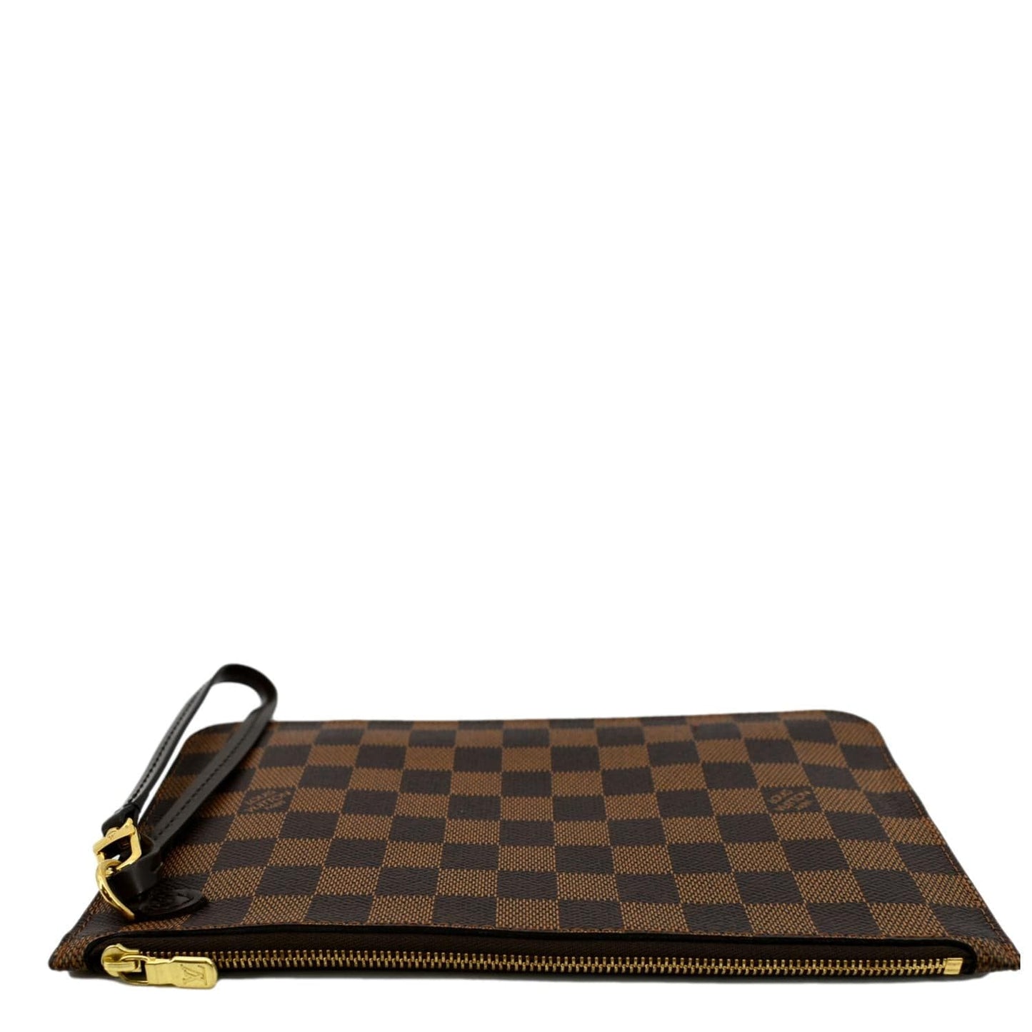 LOUIS VUITTON Neverfull Damier Ebene Pochette Wristlet Pouch Brown