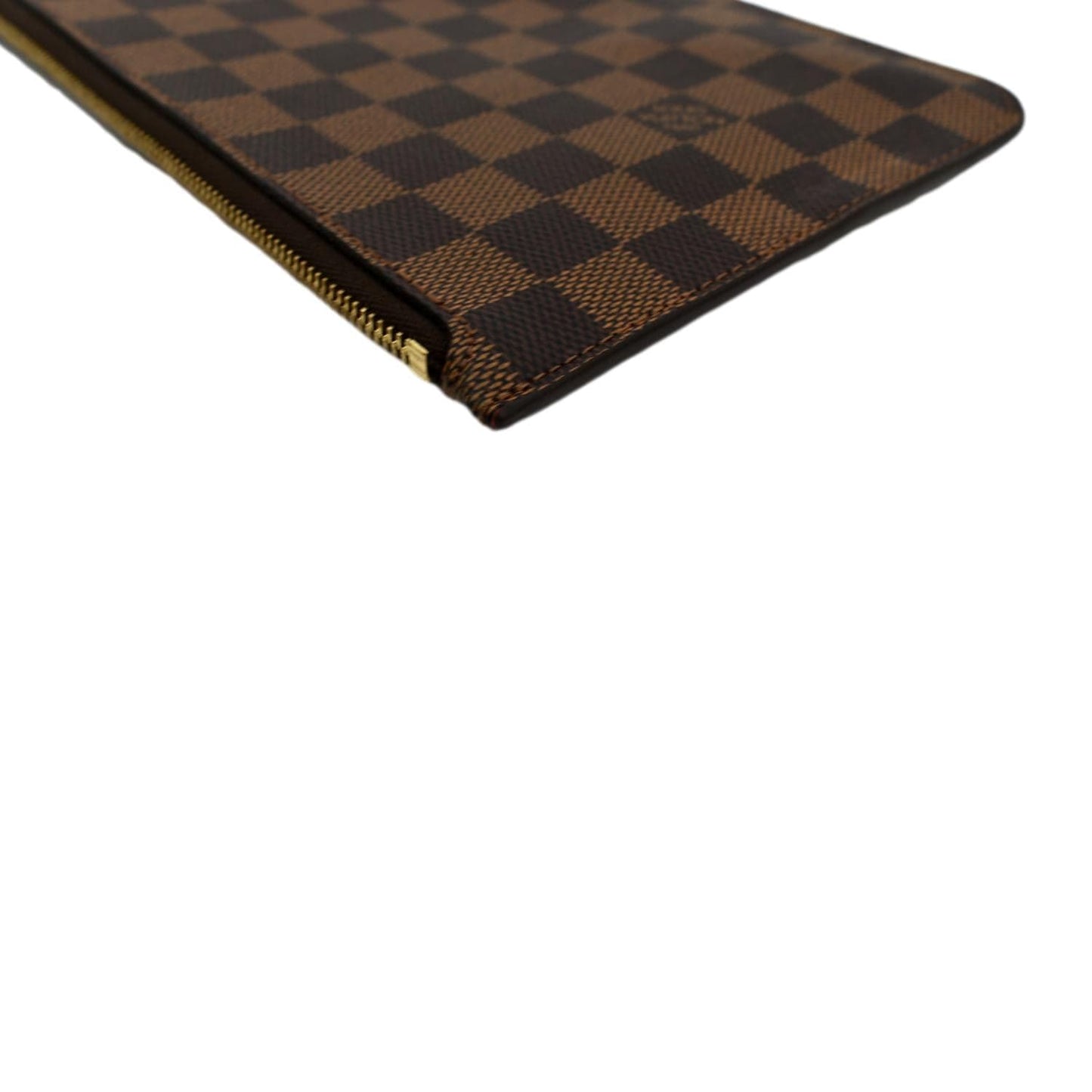 LOUIS VUITTON Neverfull Damier Ebene Pochette Wristlet Pouch Brown