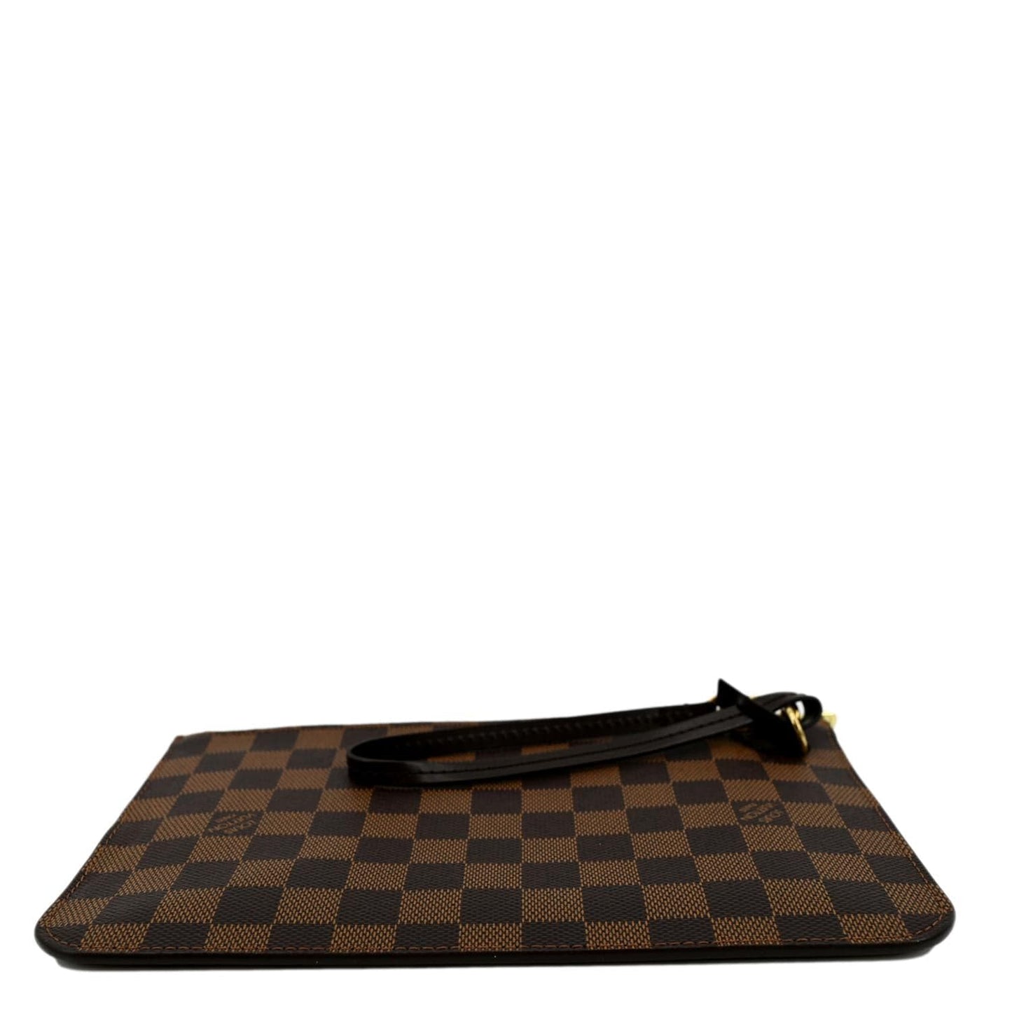 LOUIS VUITTON Neverfull Damier Ebene Pochette Wristlet Pouch Brown